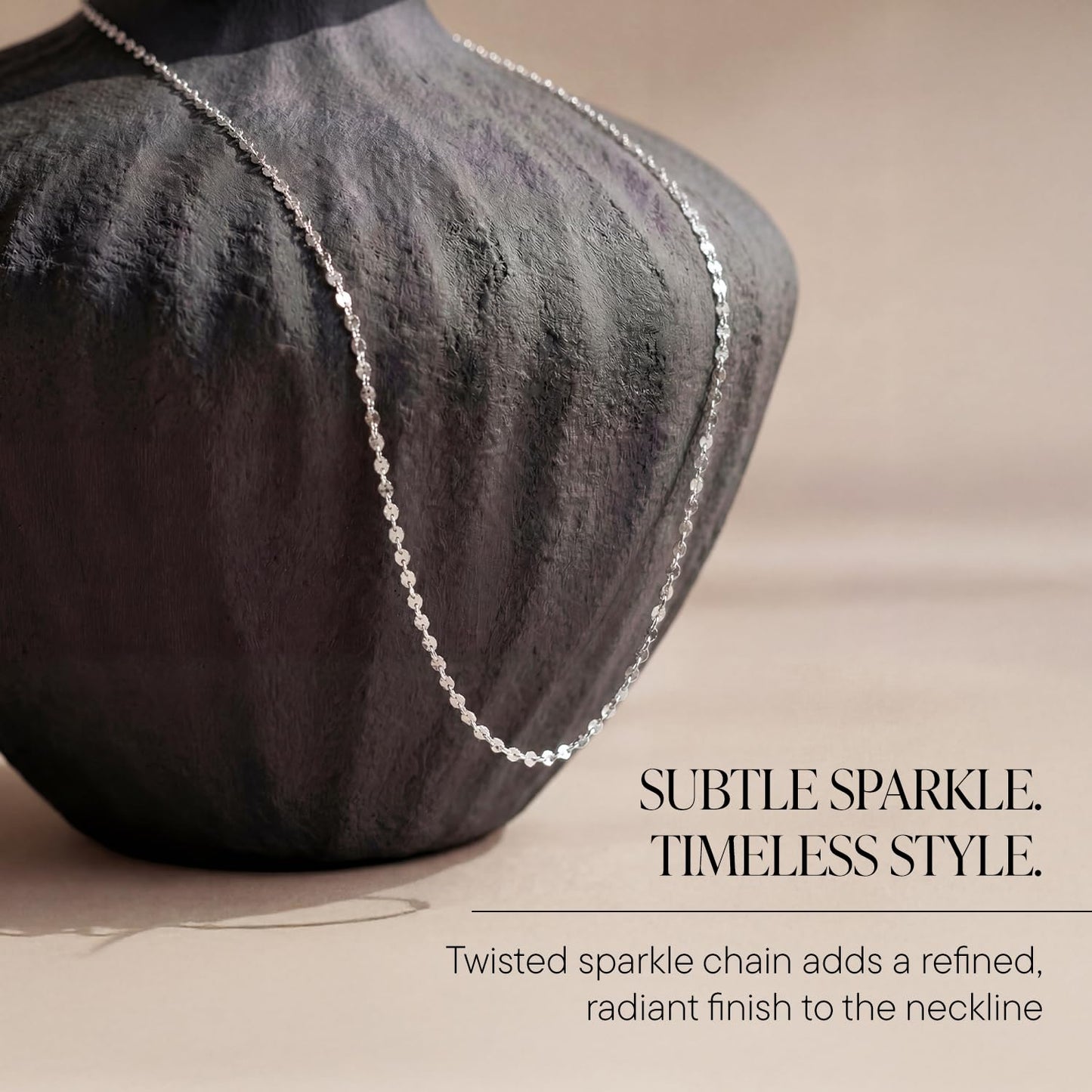 Ross-Simons 1mm 14kt White Gold Italian Twisted Sparkle Chain Necklace - 20"