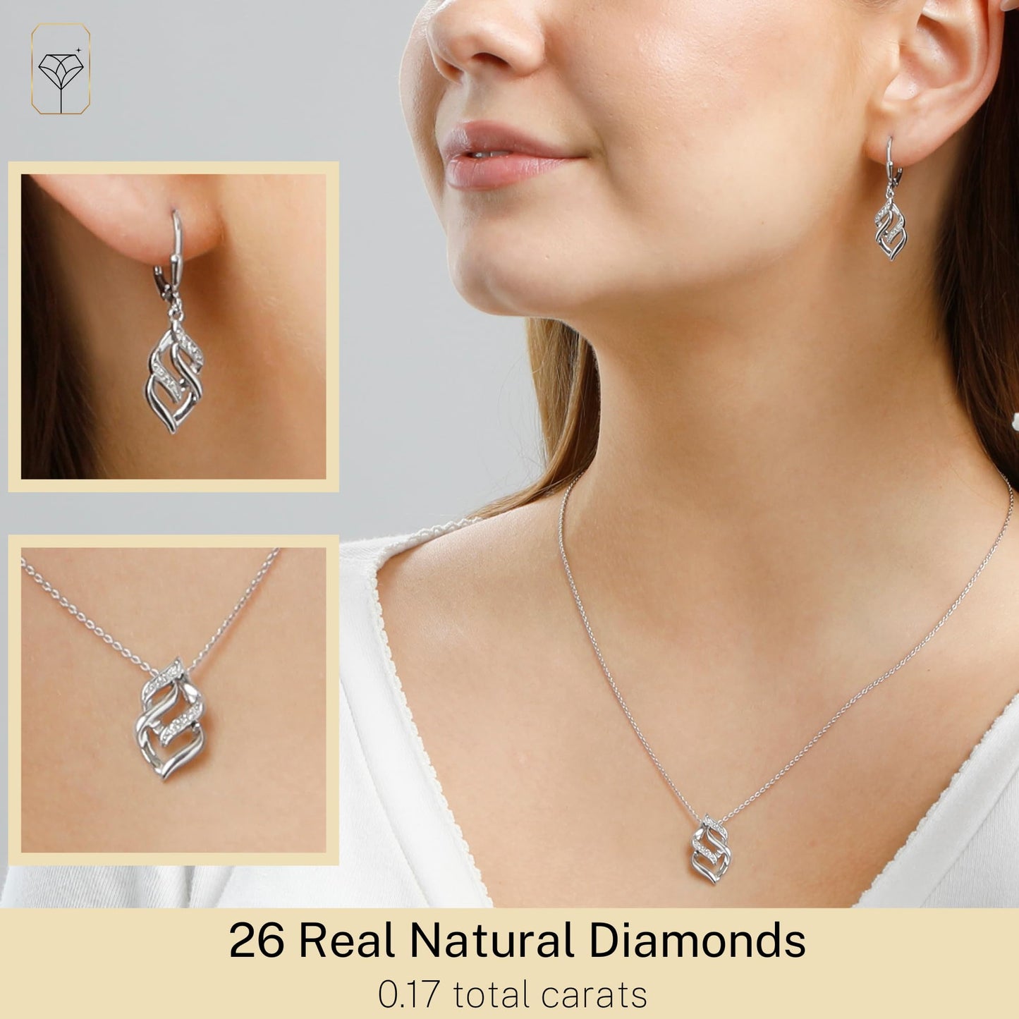 MAX + STONE 925 Sterling Silver Diamond Eternity Jewelry Set