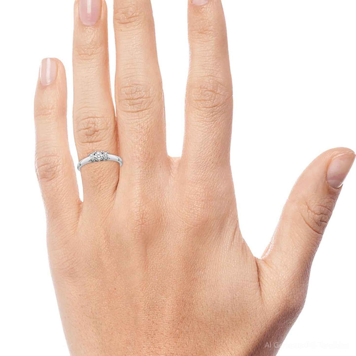 P3 POMPEII3 Pompeii 1/4ct White Gold Three Stone Diamond Engagement Ring - Size 7