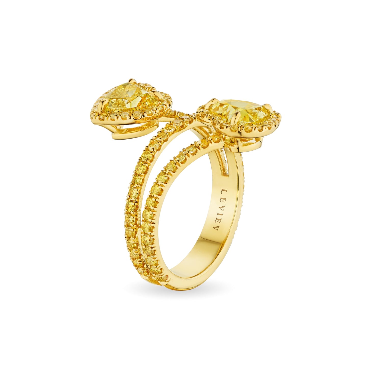 Leviev 2.92CT Vivid Yellow Heart Diamond Bypass Ring in 18K Yellow Gold