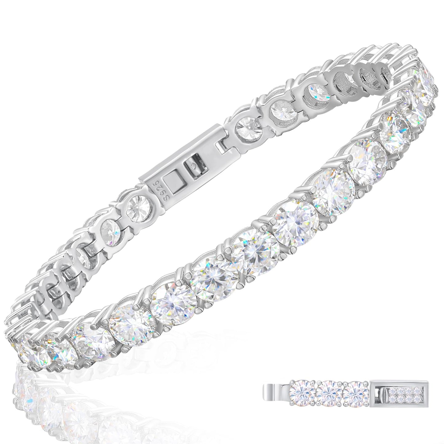 TUHE D Color VVS1 Moissanite Tennis Bracelet (11.7CT) - Luxury Gift for Her