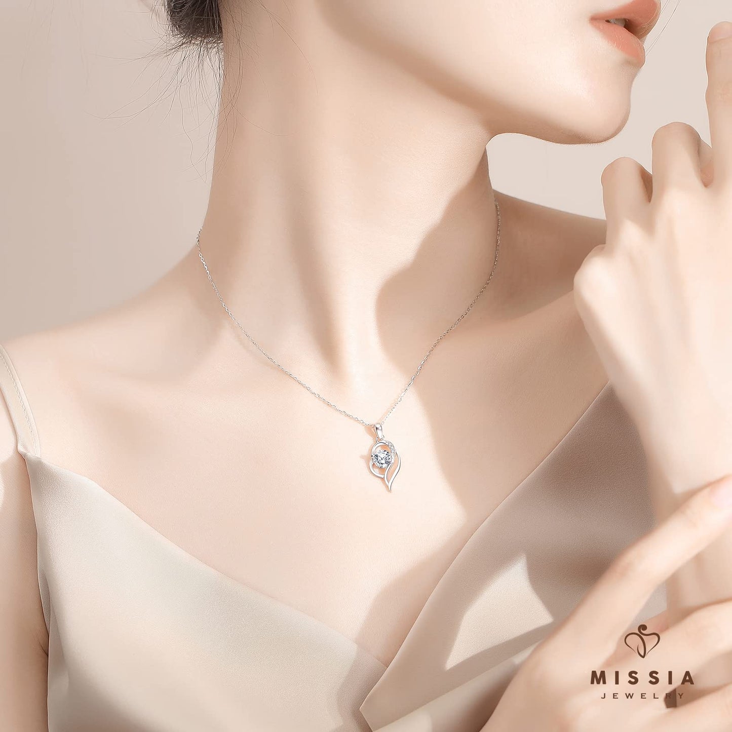 Missia Moissanite 925 Sterling Silver Necklace - Perfect Gift for Her
