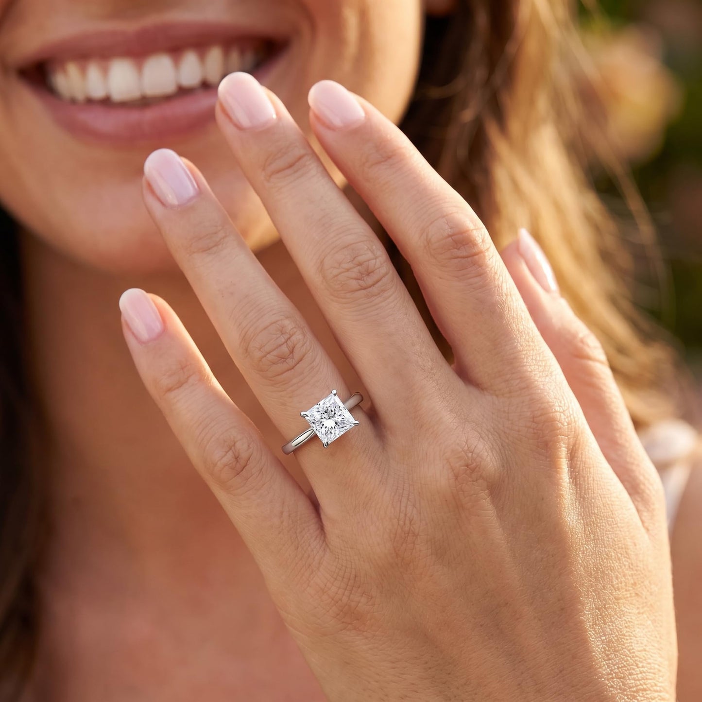 Pompeii Certified 2 1/2Ct Princess Cut Diamond Engagement Ring 14k White Gold Lab Grown - Size 8.5 (G/H,VS1)
