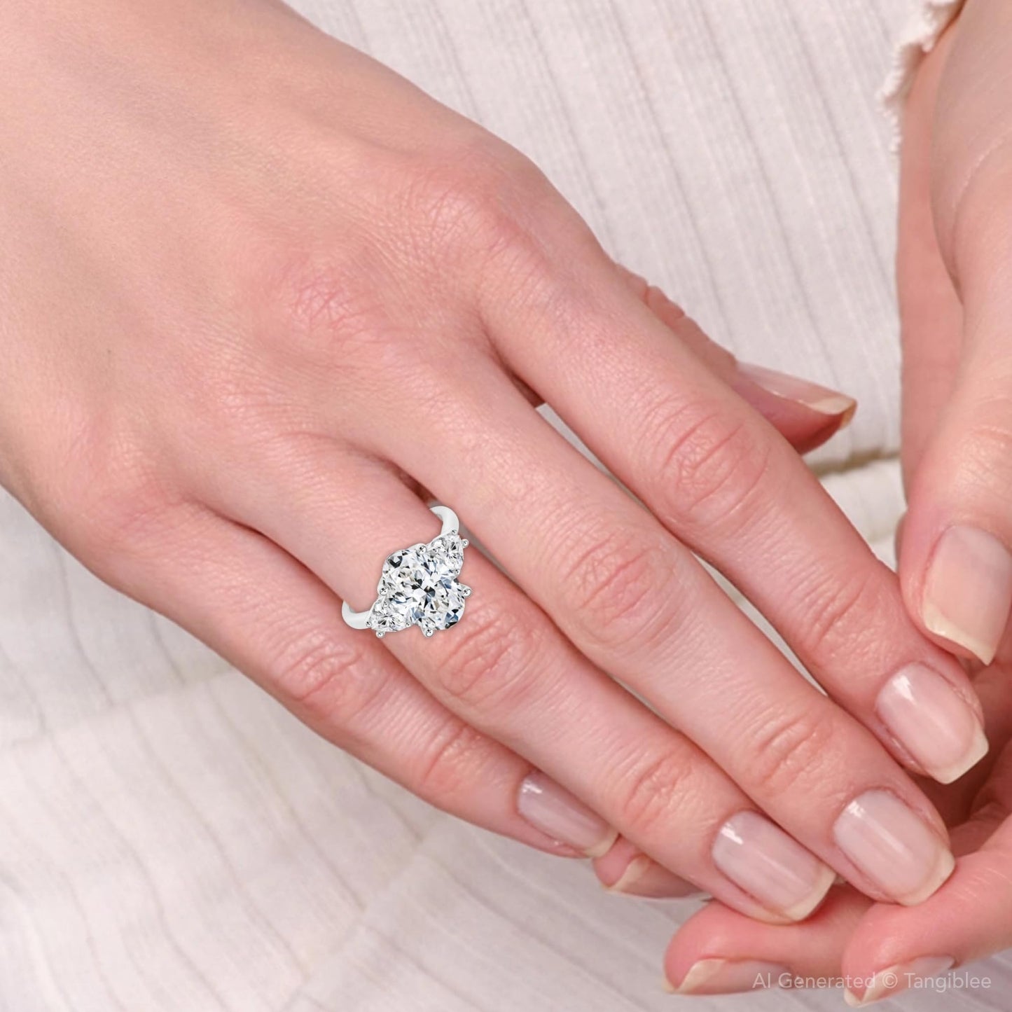 Pompeii3 Certified Two Point Seventy Five Carat Oval And Heart Shape Lab Grown Diamond Engagement Ring In 14k Gold