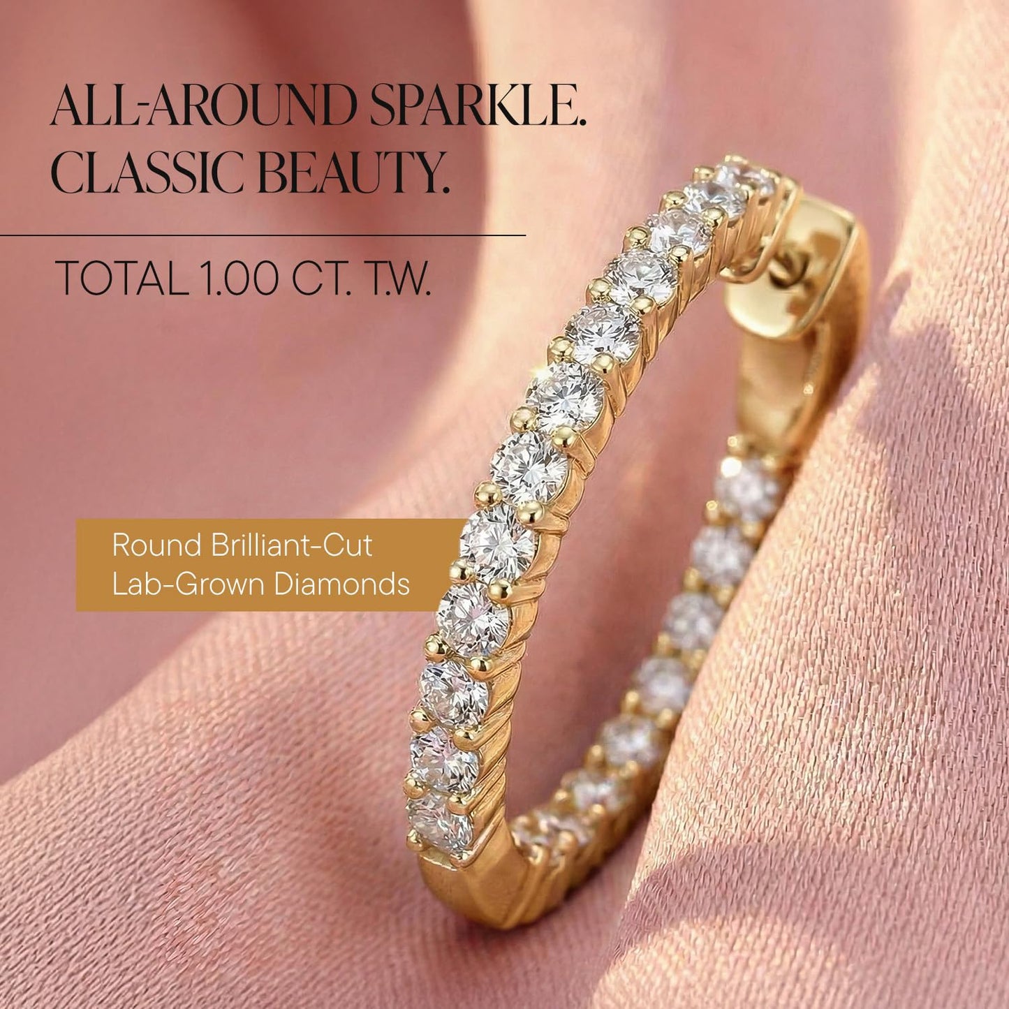 Ross Simons 1.00 ct tw Lab Grown Diamond Inside Outside Hoop Earrings