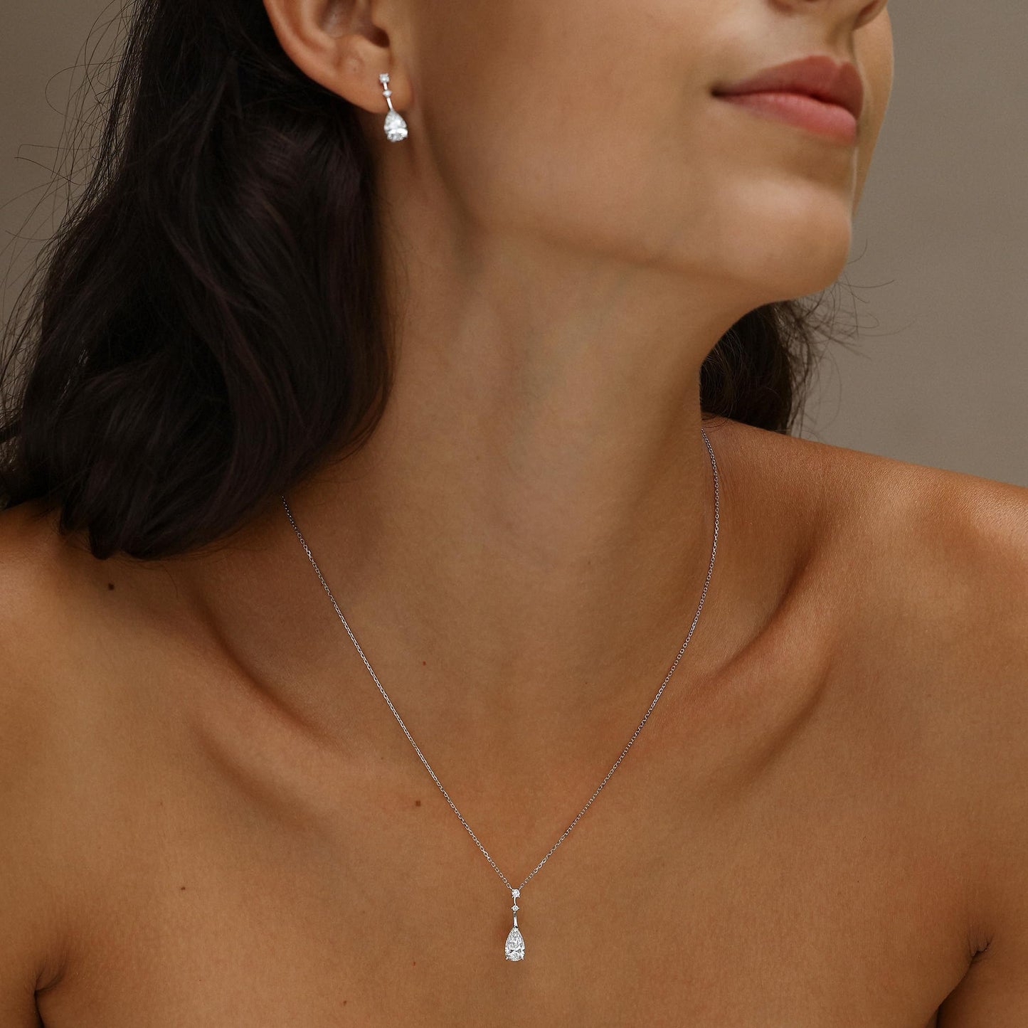 AGVANA PT950 Platinum 0.5 Ct Pear-Cut Lab-Grown Diamond Solitaire Pendant Necklace