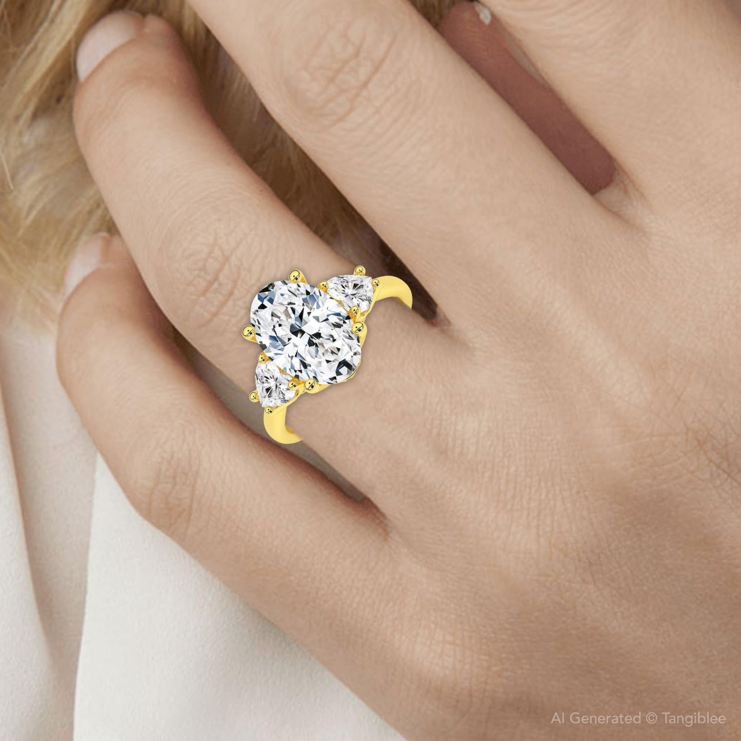 P3 POMPEII3 Pompeii Certified 2 3/4Ct Oval & Heart Shape Diamond Engagement Ring Lab Grown 14k Gold - Size 9 (G/H,VS2-SI1)
