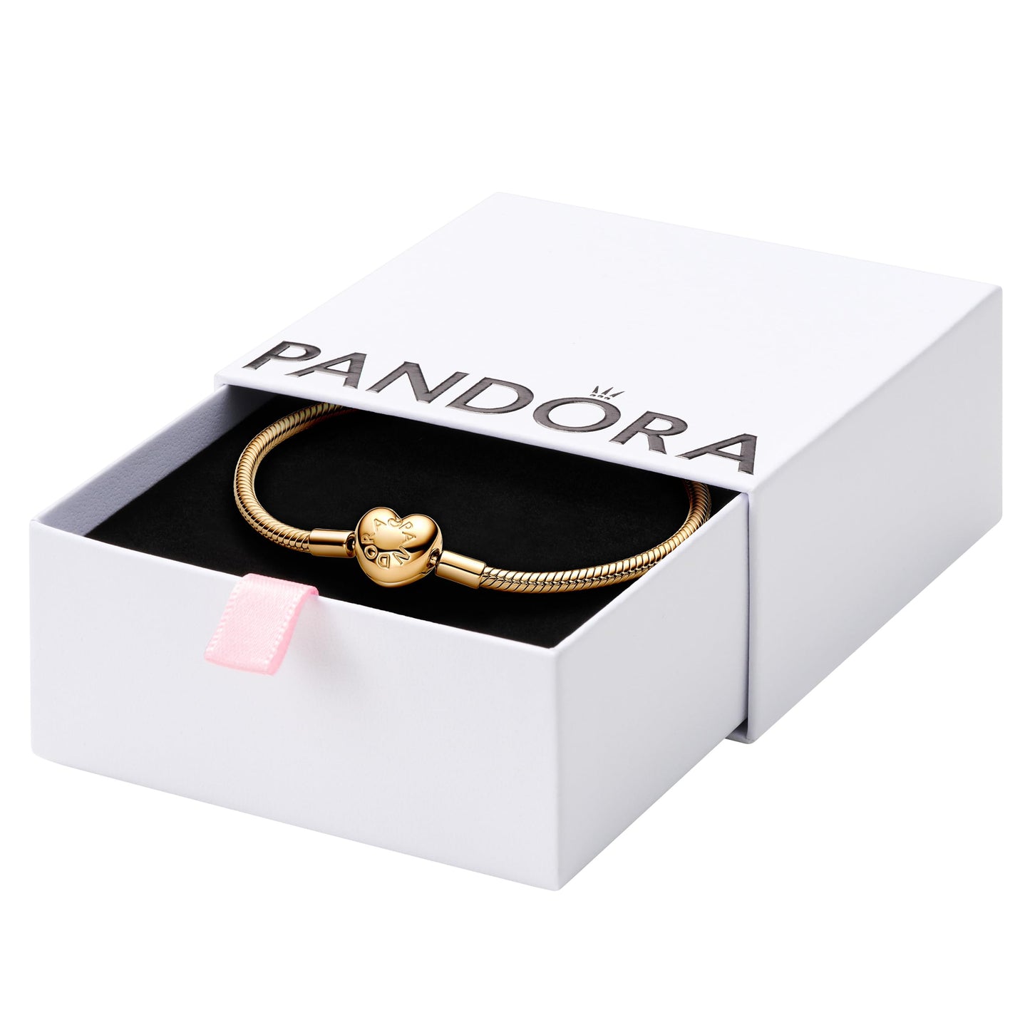 Pandora Moments Heart Clasp Snake Chain 14K Gold Plated Bracelet