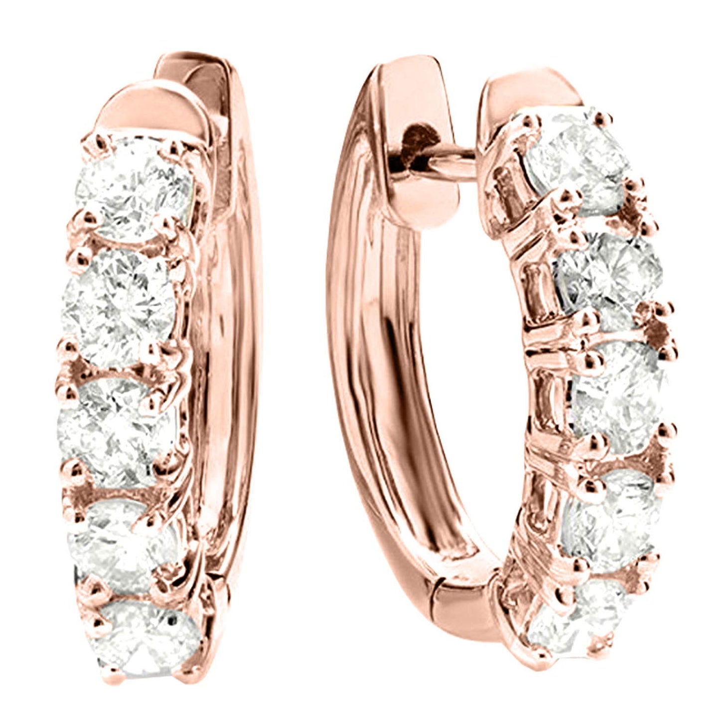 1 to 5 Carat Lab Grown Diamond Huggie Hoop Earrings in 14K Rose Gold