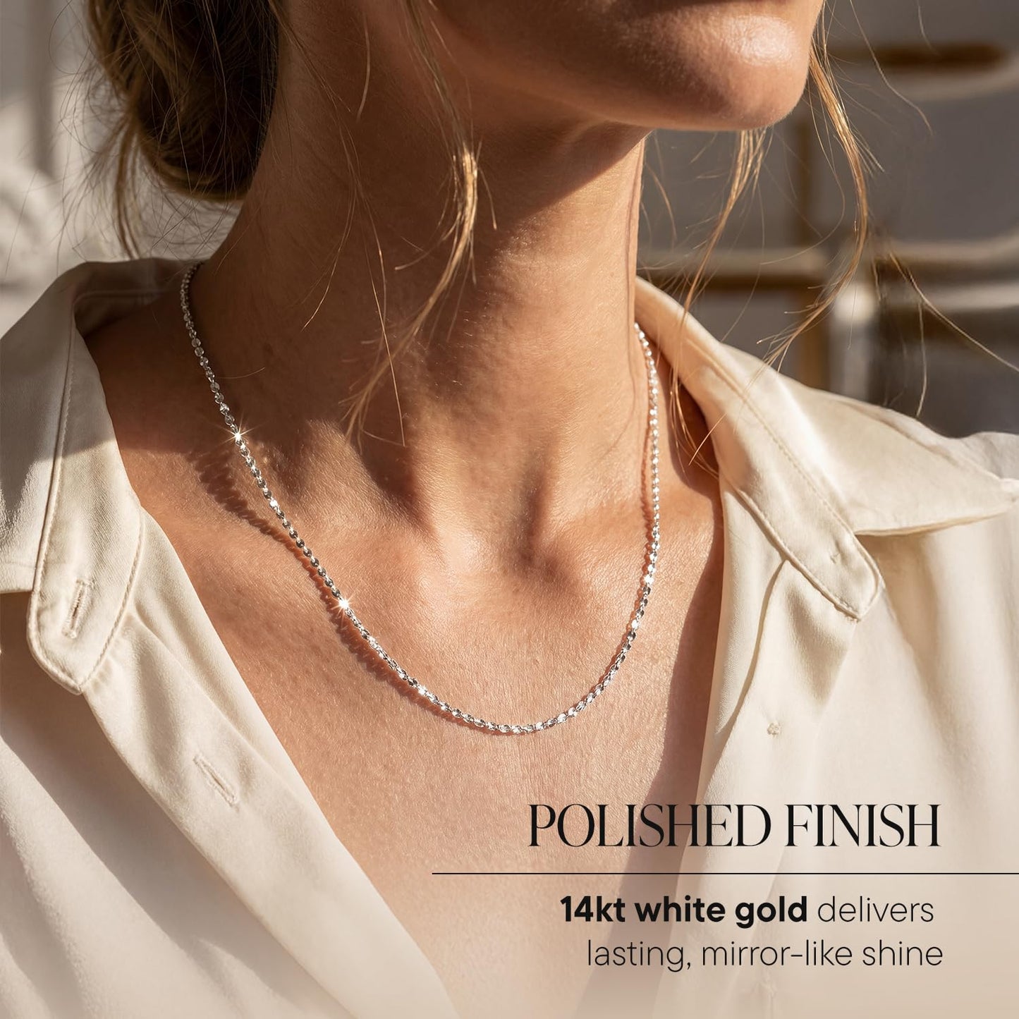 Ross-Simons 1mm 14kt White Gold Italian Twisted Sparkle Chain Necklace - 20"