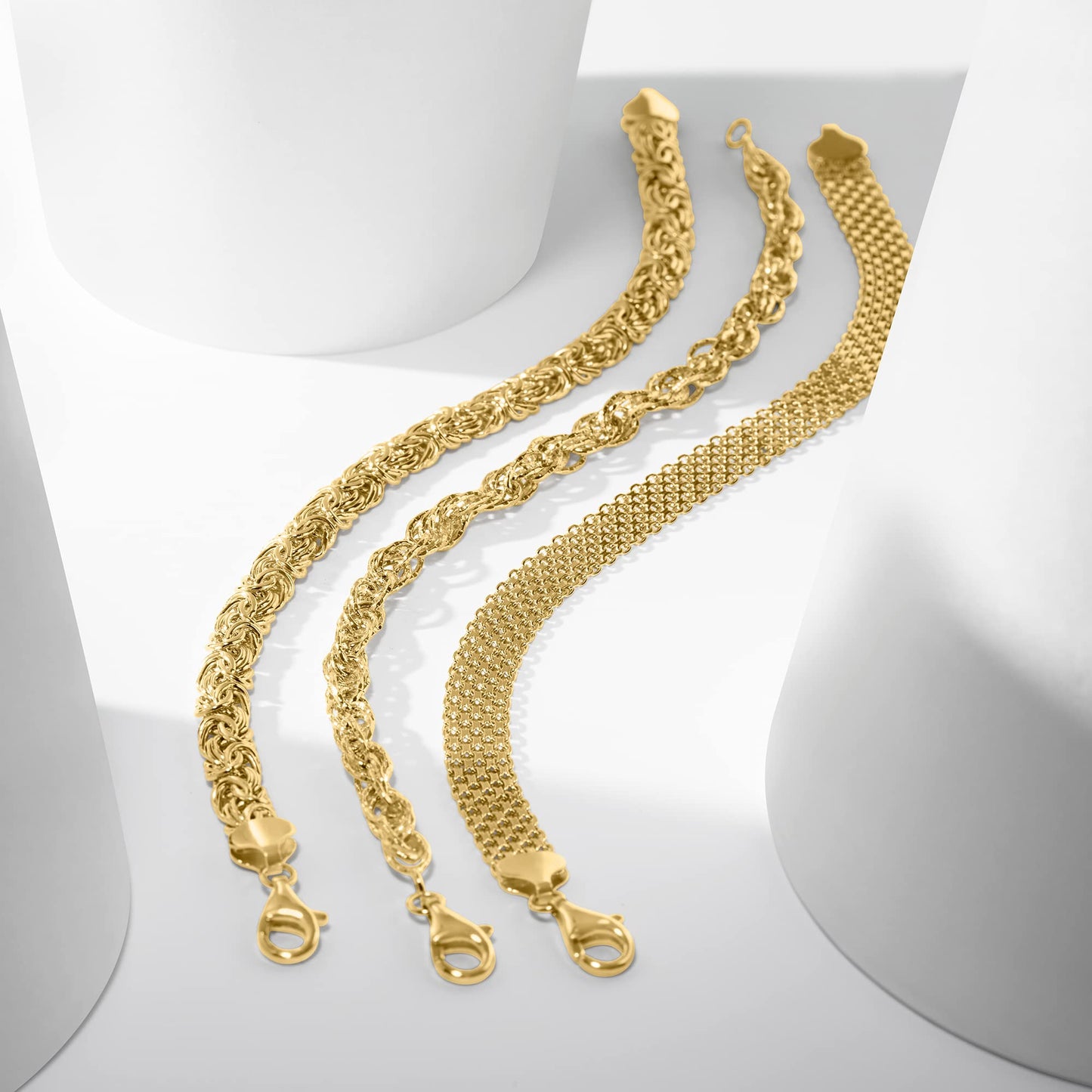 Ross Simons 18kt Yellow Gold Over Sterling Silver Link Bracelet Set