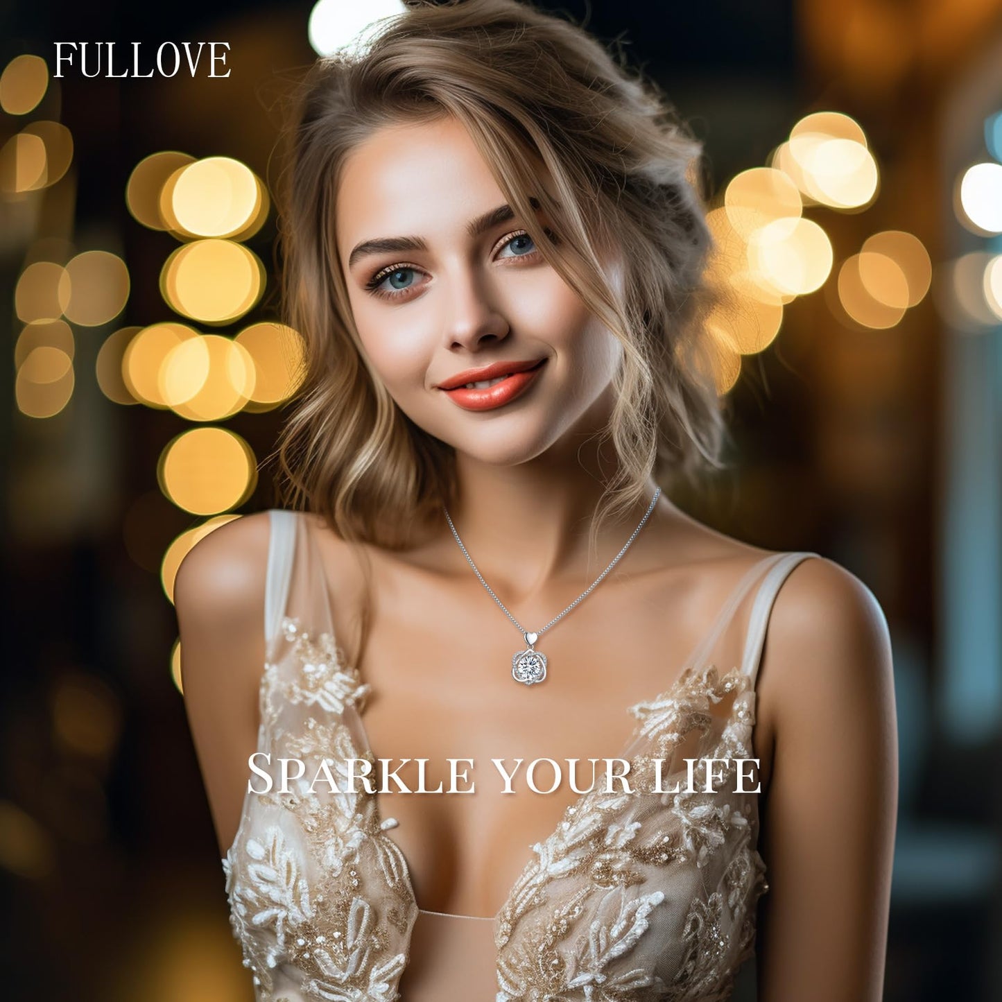 Fullove 5 Carat Infinity Heart Moissanite Necklace - Anniversary Gift for Her