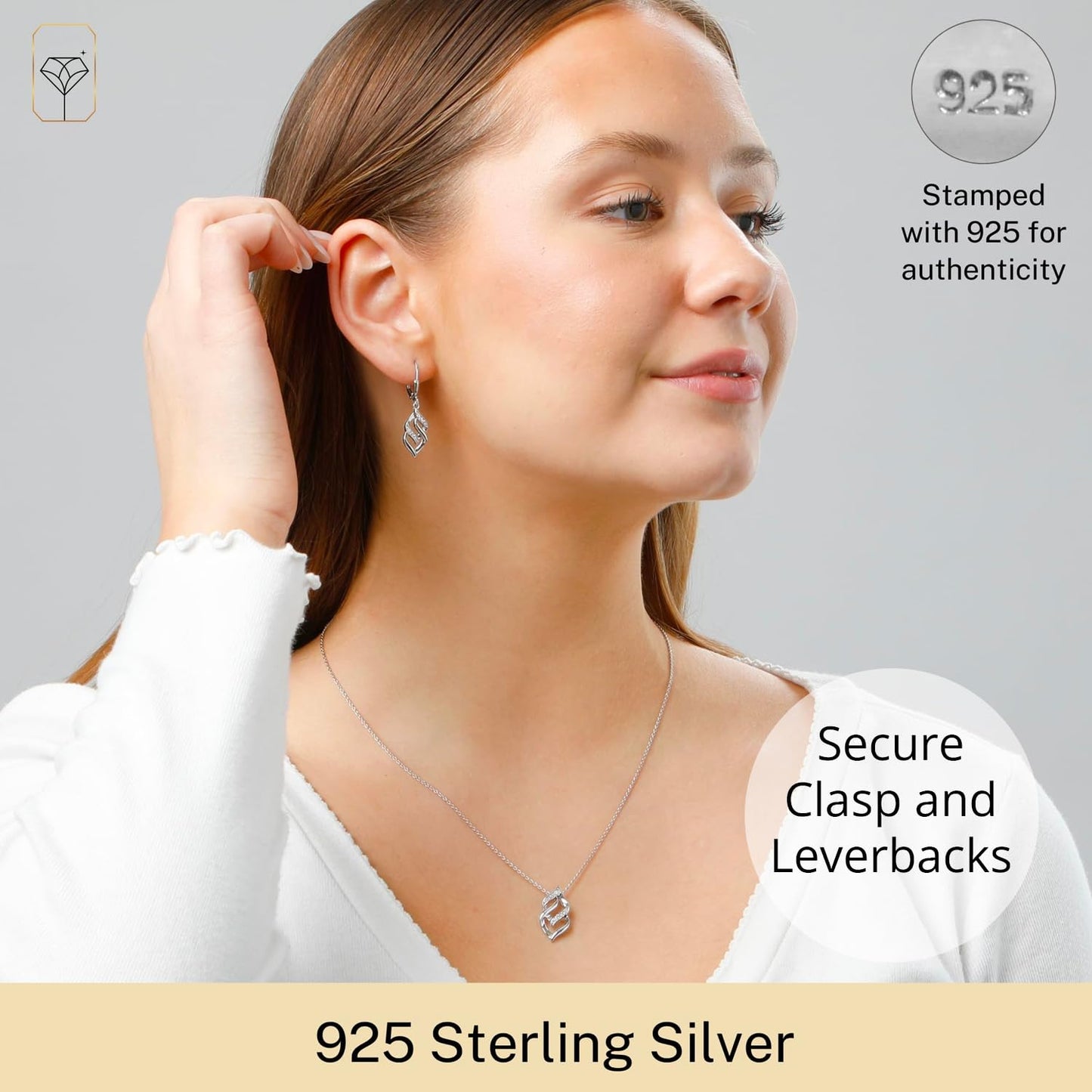 MAX + STONE 925 Sterling Silver Diamond Eternity Jewelry Set