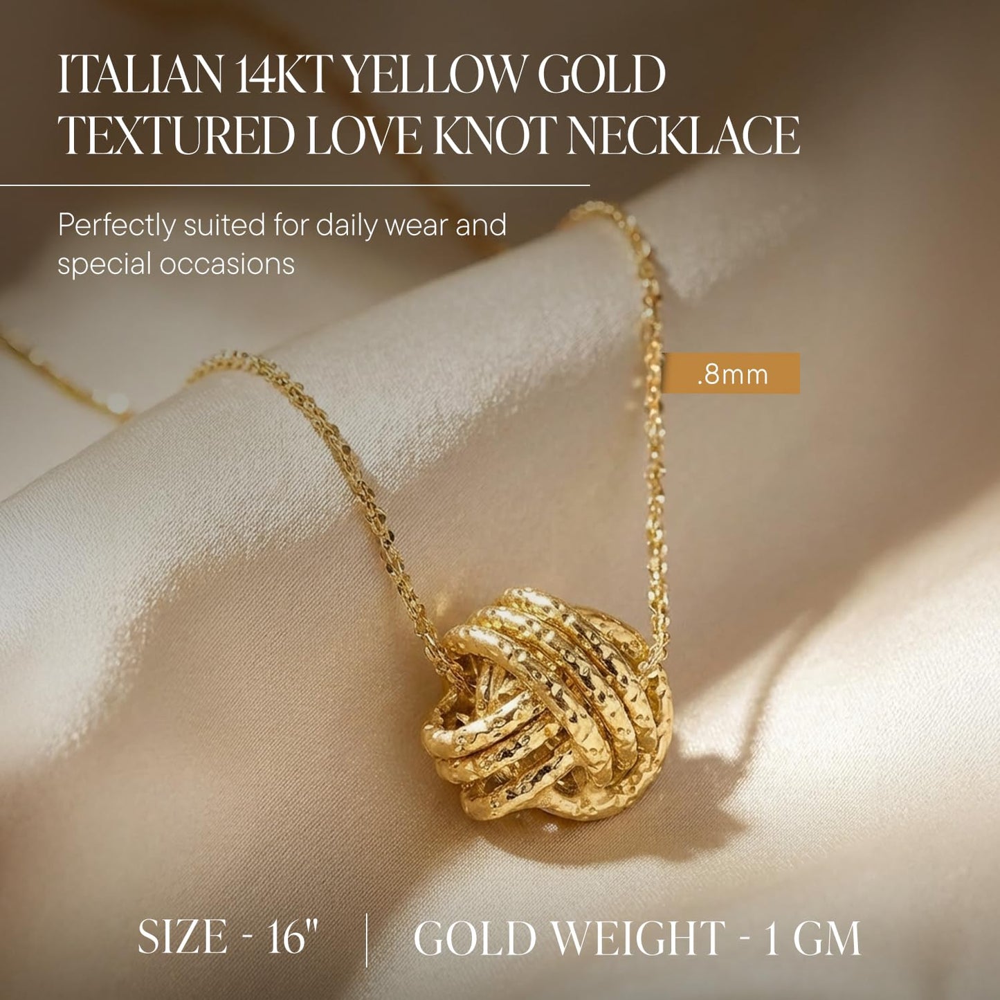 Ross Simons Italian 14kt Yellow Gold Textured Love Knot Necklace