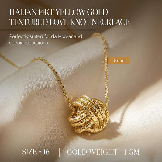 Ross Simons Italian 14kt Yellow Gold Textured Love Knot Necklace
