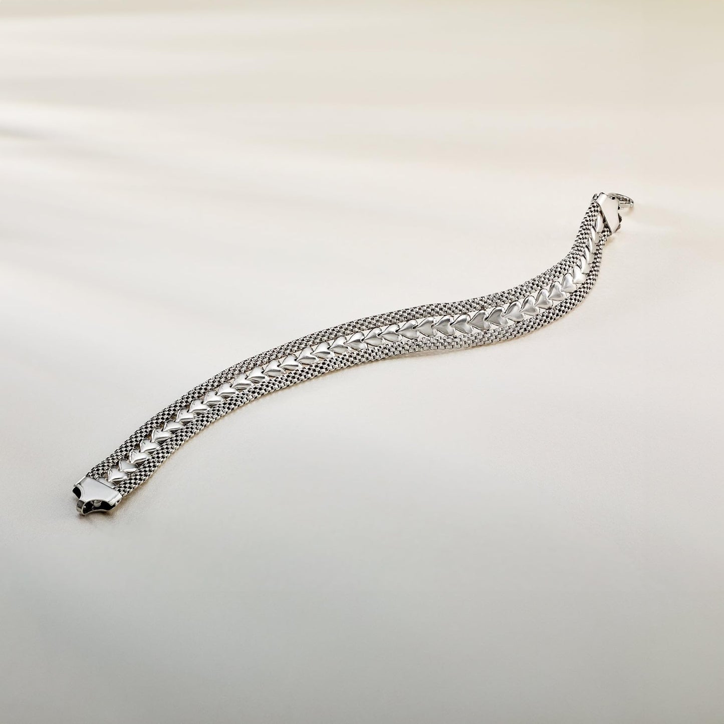 Ross Simons Italian Sterling Silver Heart Motif Bracelet