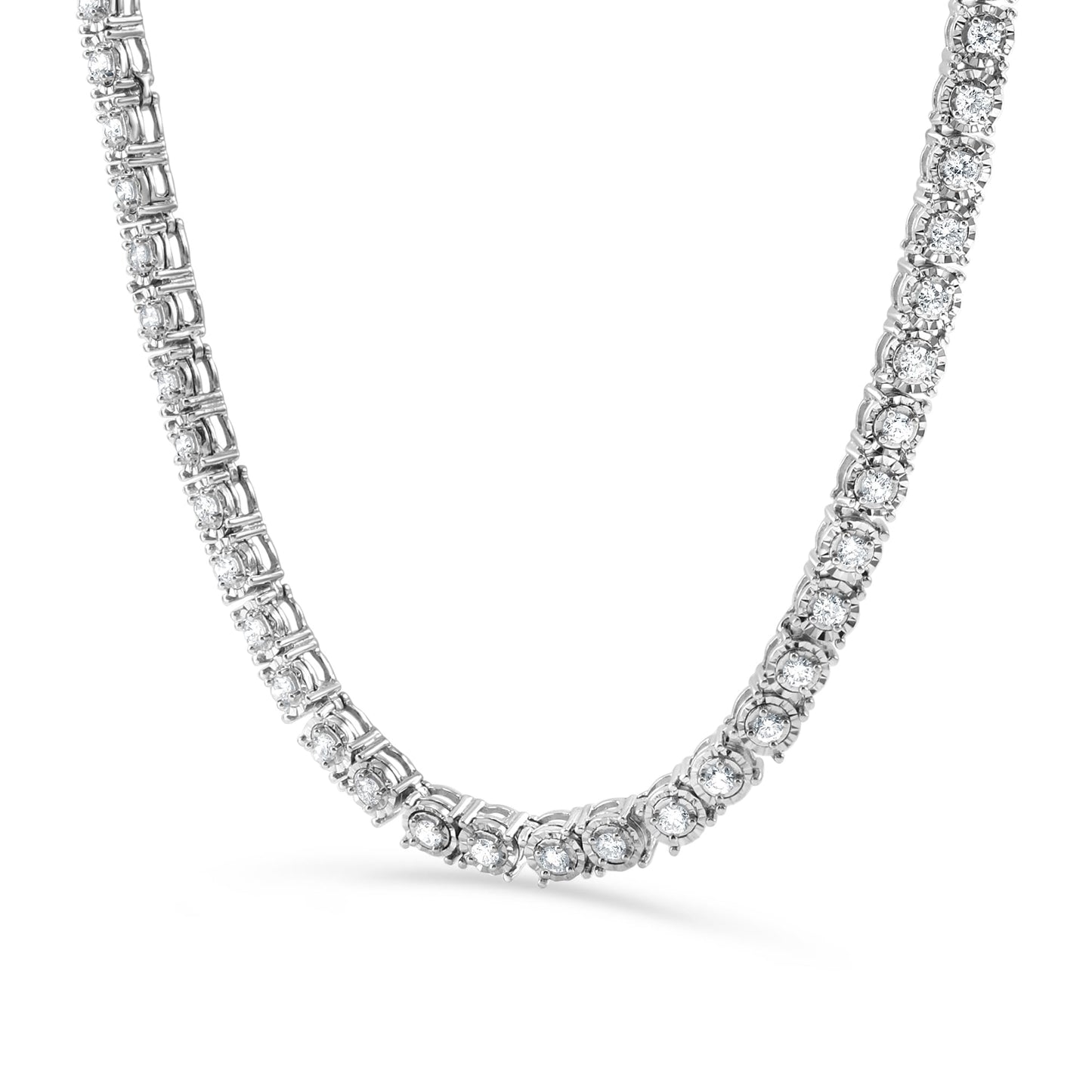 Belacqua Three Carat Lab Grown Diamond Sterling Silver Tennis Necklace