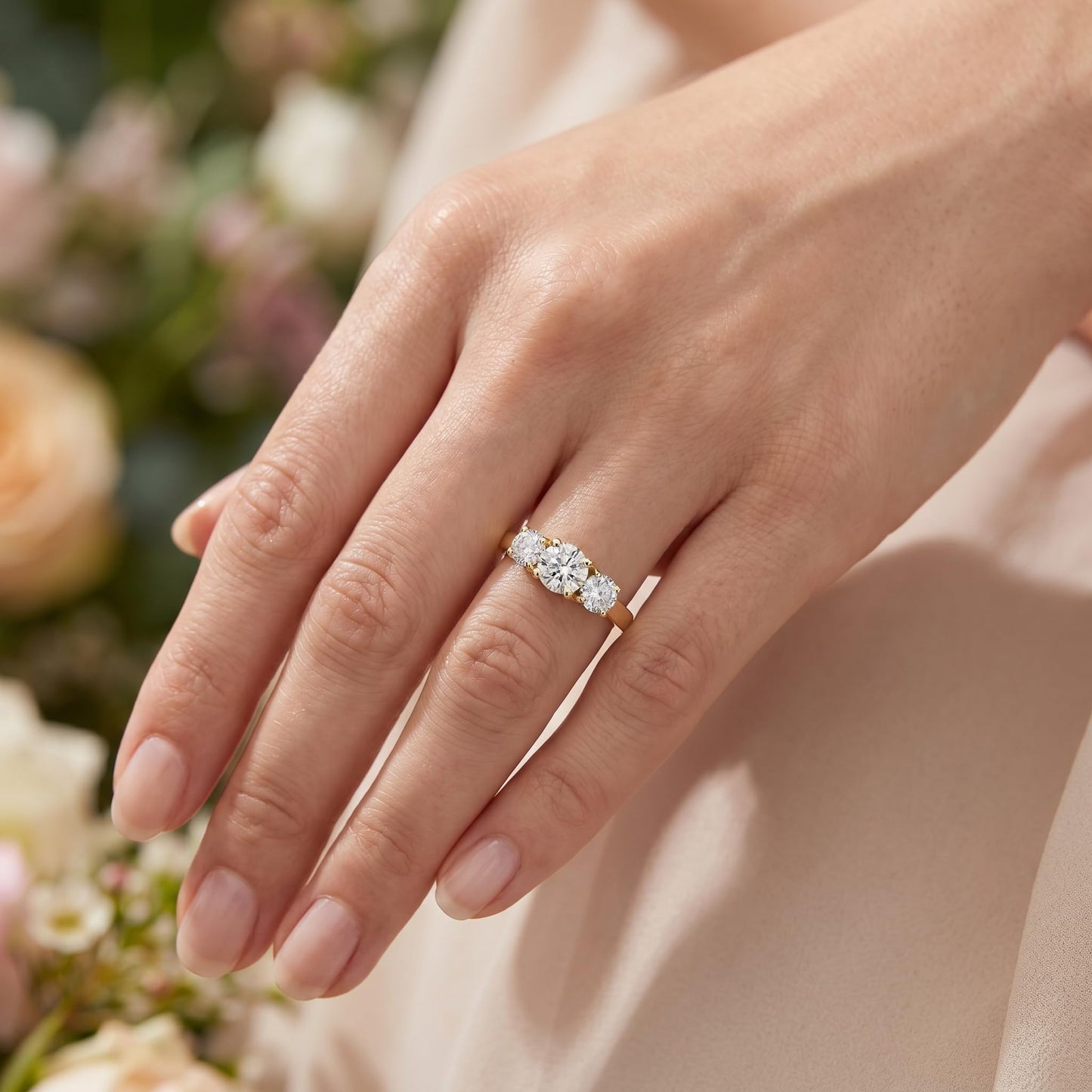 Pompeii 1ct Three Stone Diamond Engagement Womens Anniversary Ring 14k Yellow Gold - Size 7