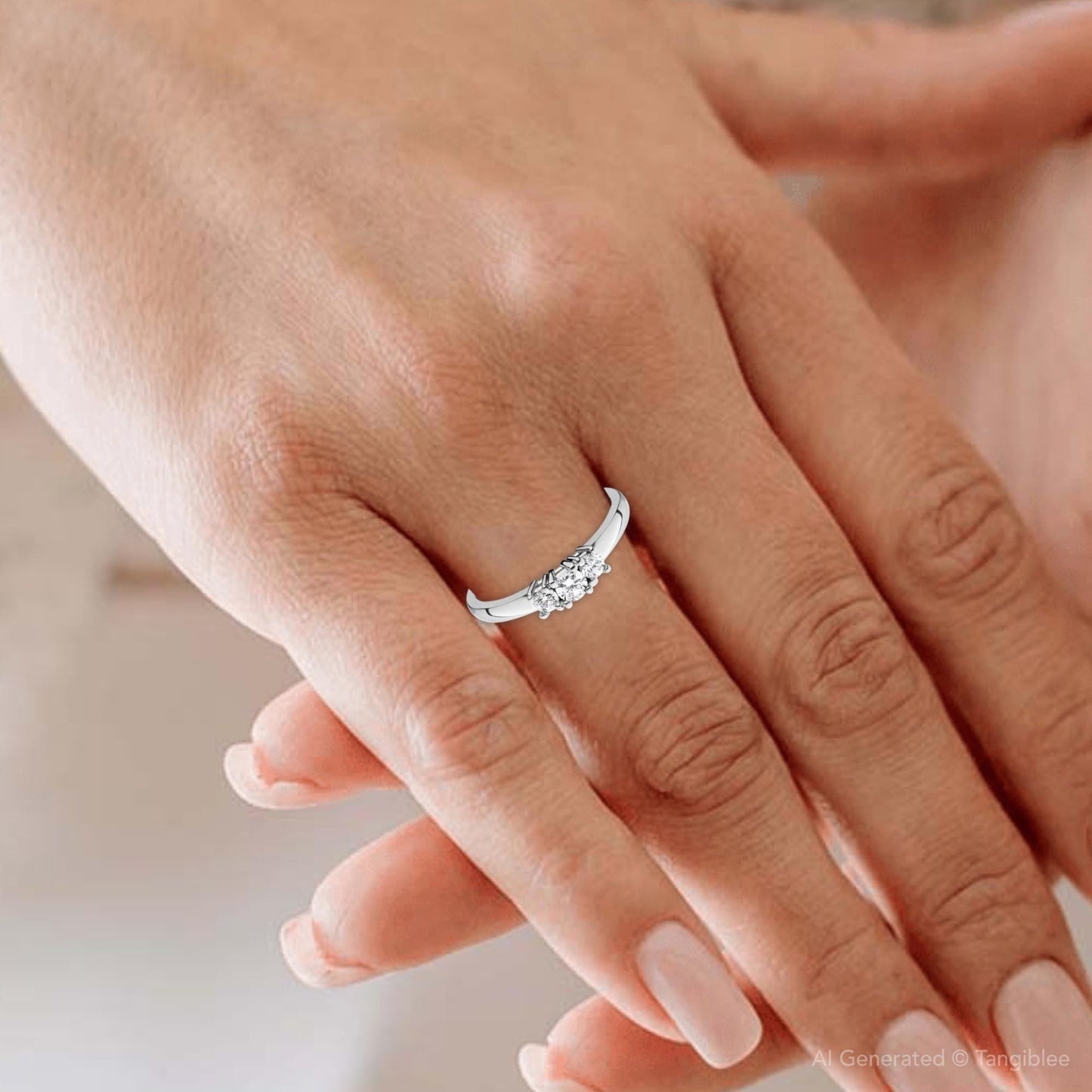 P3 POMPEII3 Pompeii 1/4ct White Gold Three Stone Diamond Engagement Ring - Size 7