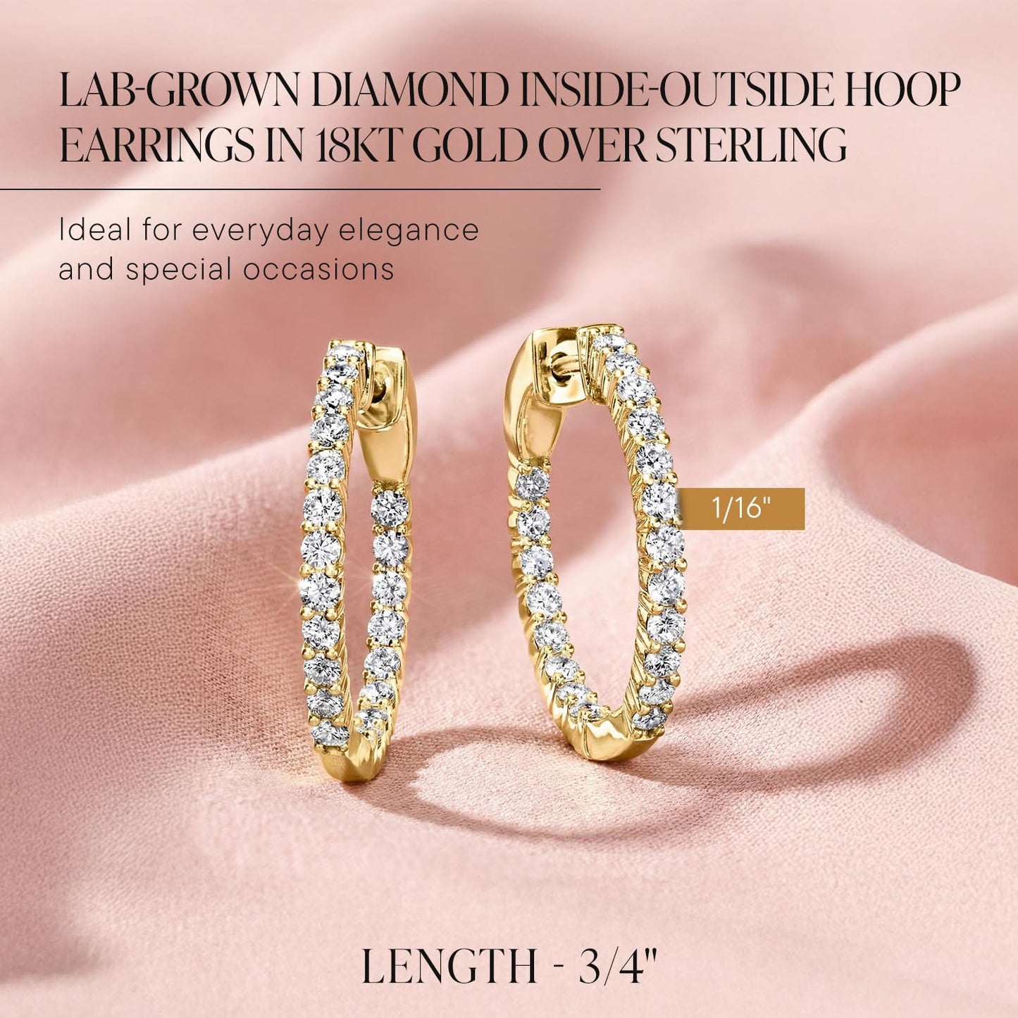 Ross Simons 1.00 ct tw Lab Grown Diamond Inside Outside Hoop Earrings