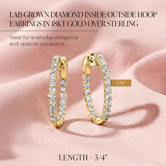 Ross Simons 1.00 ct tw Lab Grown Diamond Inside Outside Hoop Earrings