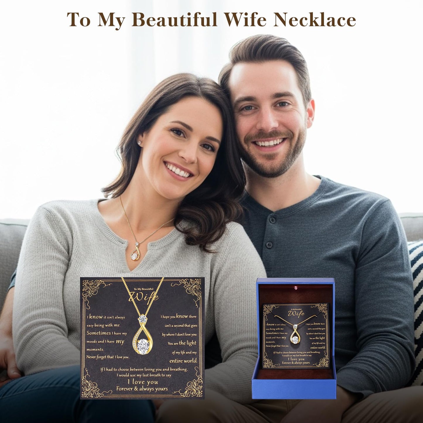 Geweio 1.5 Carat Infinity Moissanite Necklace - Anniversary Gift for Her