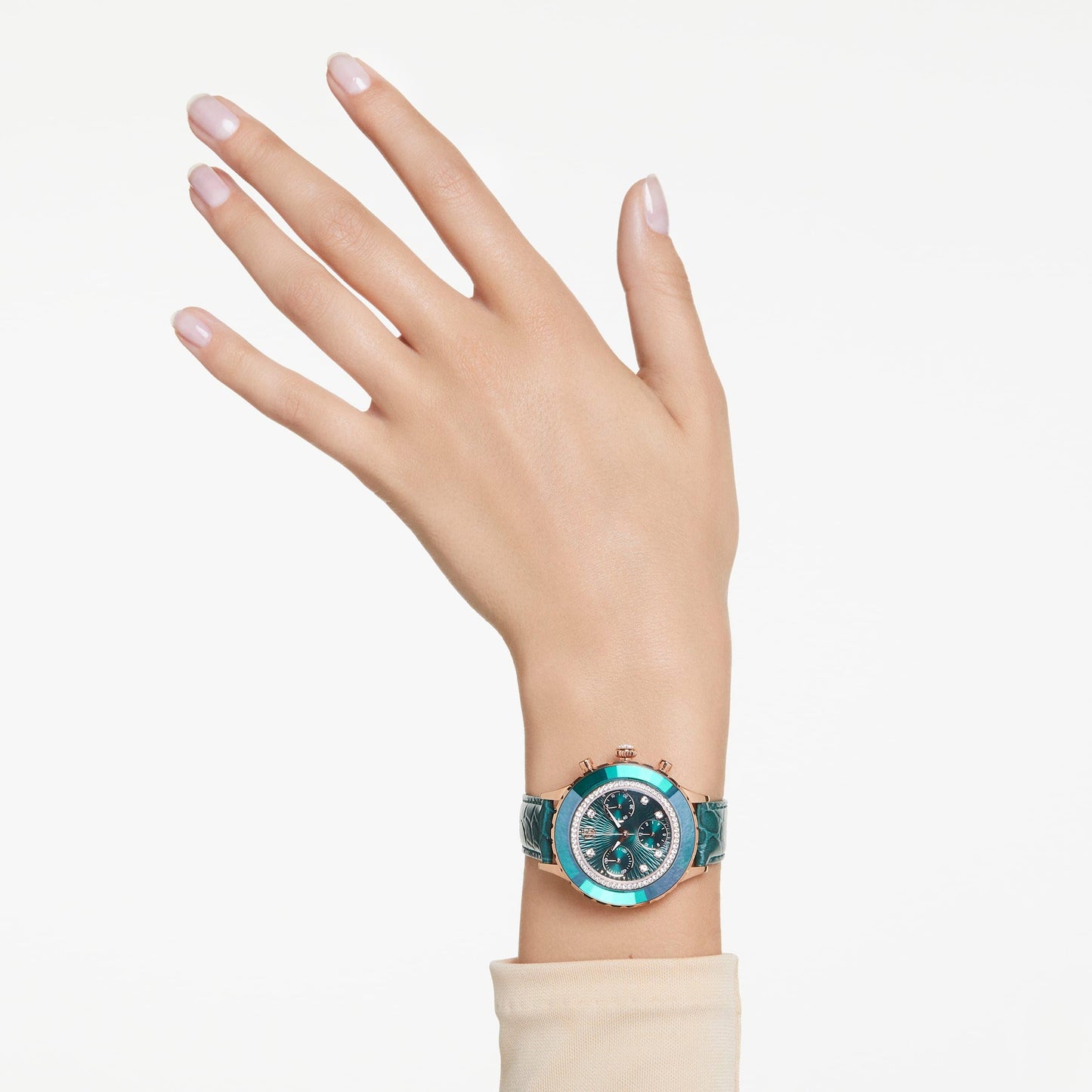 Swarovski Octea Chrono Green Swiss-Made Leather Watch