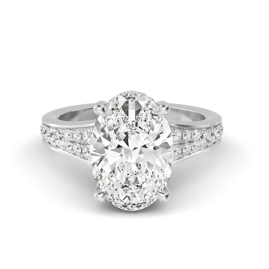 Houston Diamond District 1 to 5 Carat Oval Shape LAB GROWN Diamond Vintage Engagement Ring Wedding Ring for Women (Color D-E Clarity VS1-VS2) 14K White Gold 1 Carat Size-7
