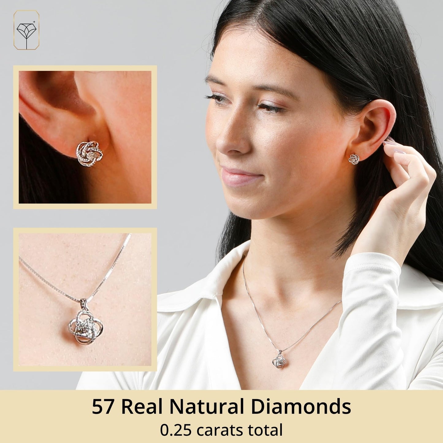 MAX + STONE 925 Sterling Silver Diamond Love Knot Jewelry Set