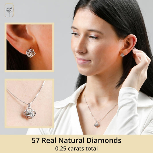 MAX + STONE 925 Sterling Silver Diamond Love Knot Jewelry Set