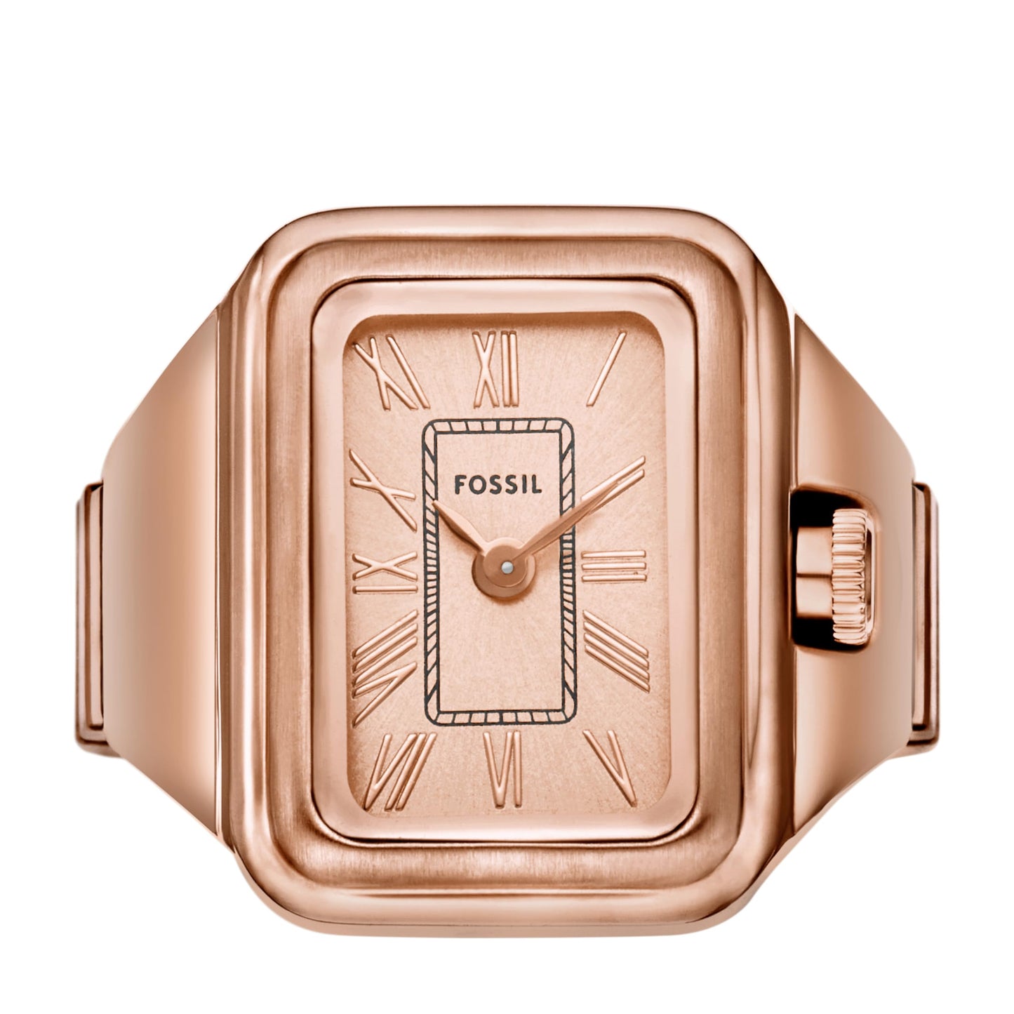 Fossil Women's Watch Ring, Quartz Stainless Steel Two-Hand Ring Watch for Women, Color: Rose Gold Raquel