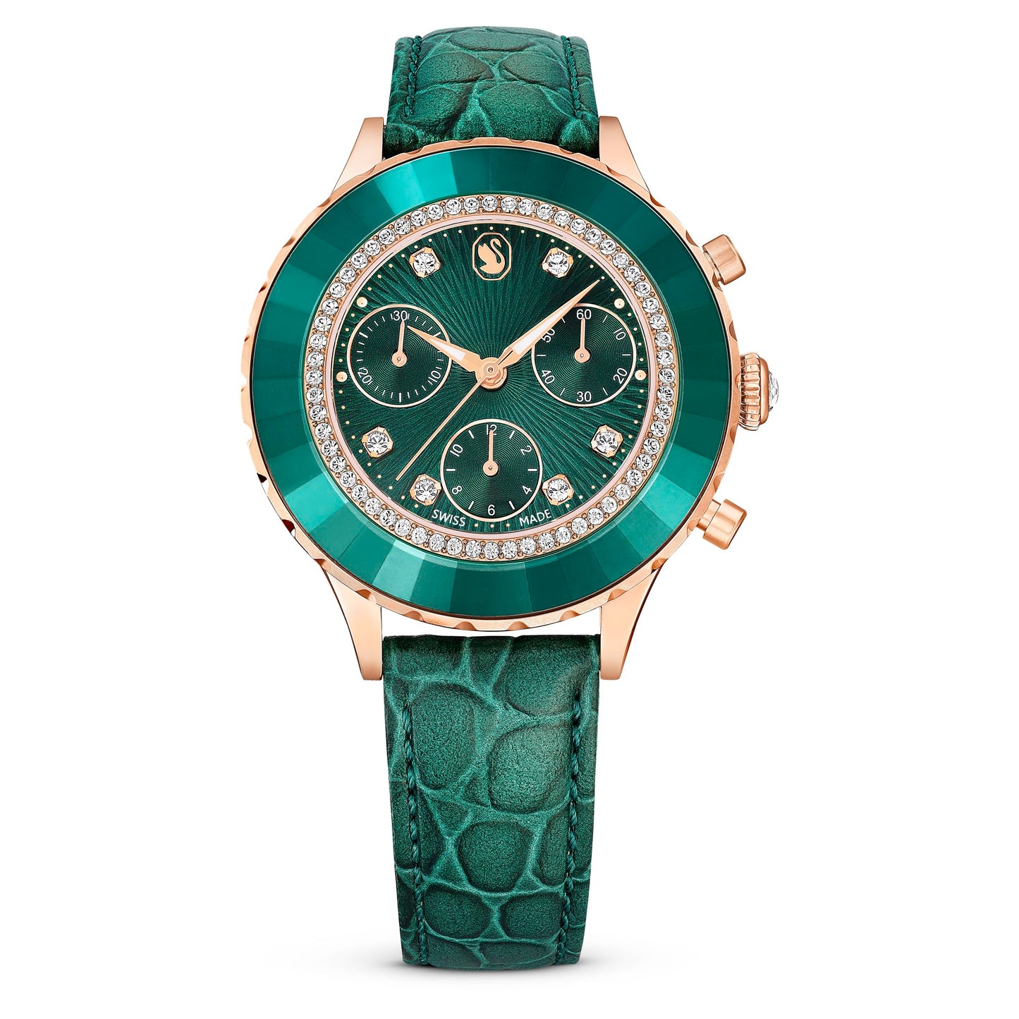 Swarovski Octea Chrono Green Swiss-Made Leather Watch