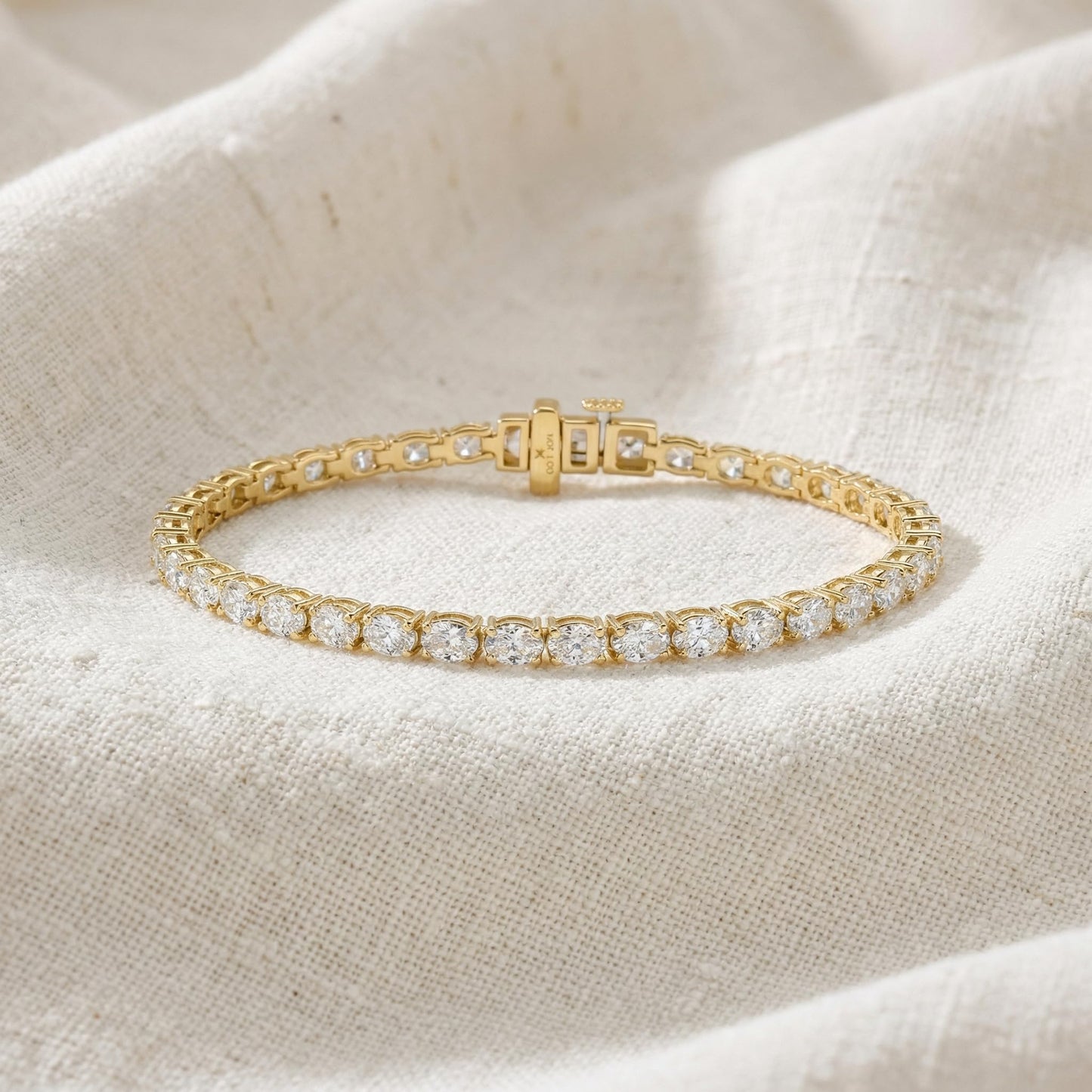P3 POMPEII3 Pompeii 4.5Ct Oval Cut Diamond Tennis Bracelet 7" 14k Yellow Gold Lab Grown - Size 7 (EF,VS)