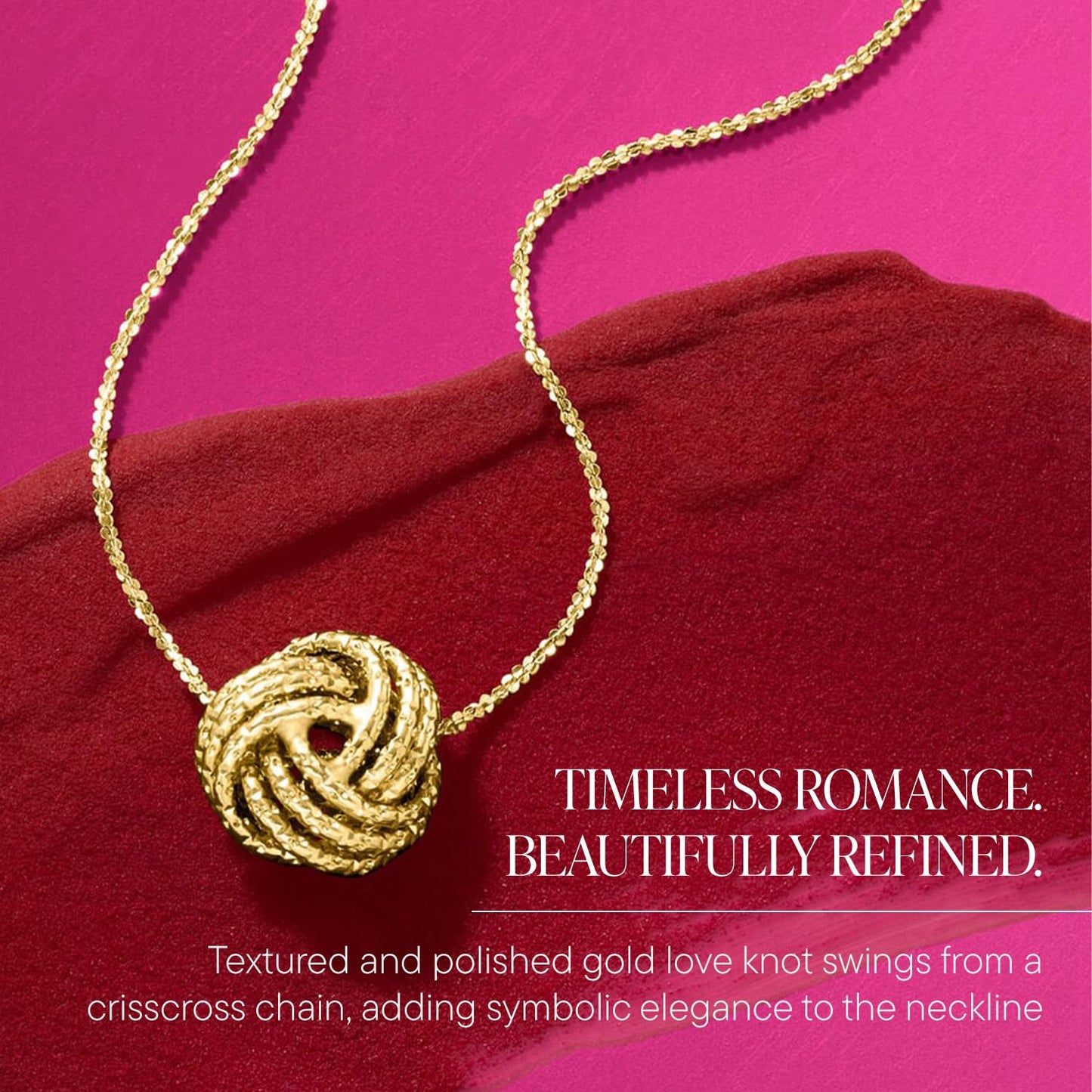 Ross Simons Italian 14kt Yellow Gold Textured Love Knot Necklace