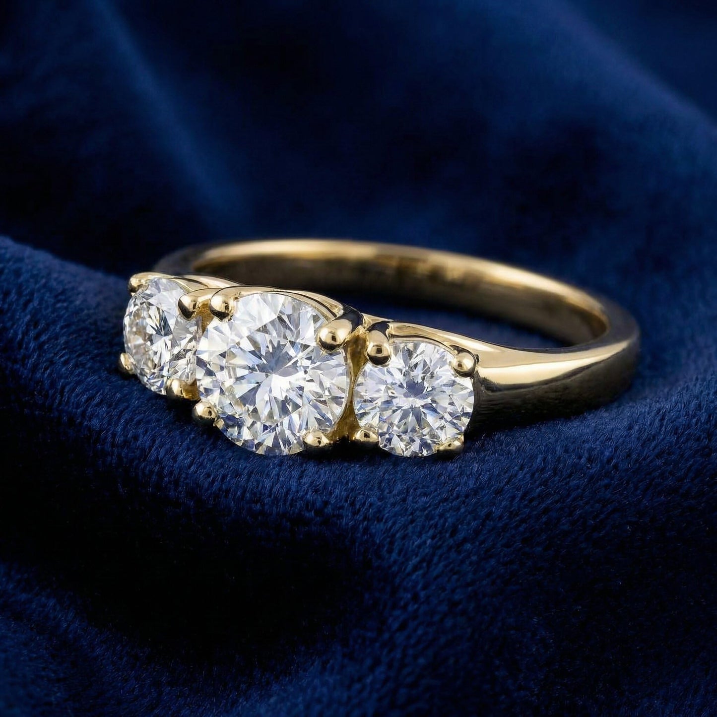 Pompeii 1ct Three Stone Diamond Engagement Womens Anniversary Ring 14k Yellow Gold - Size 7