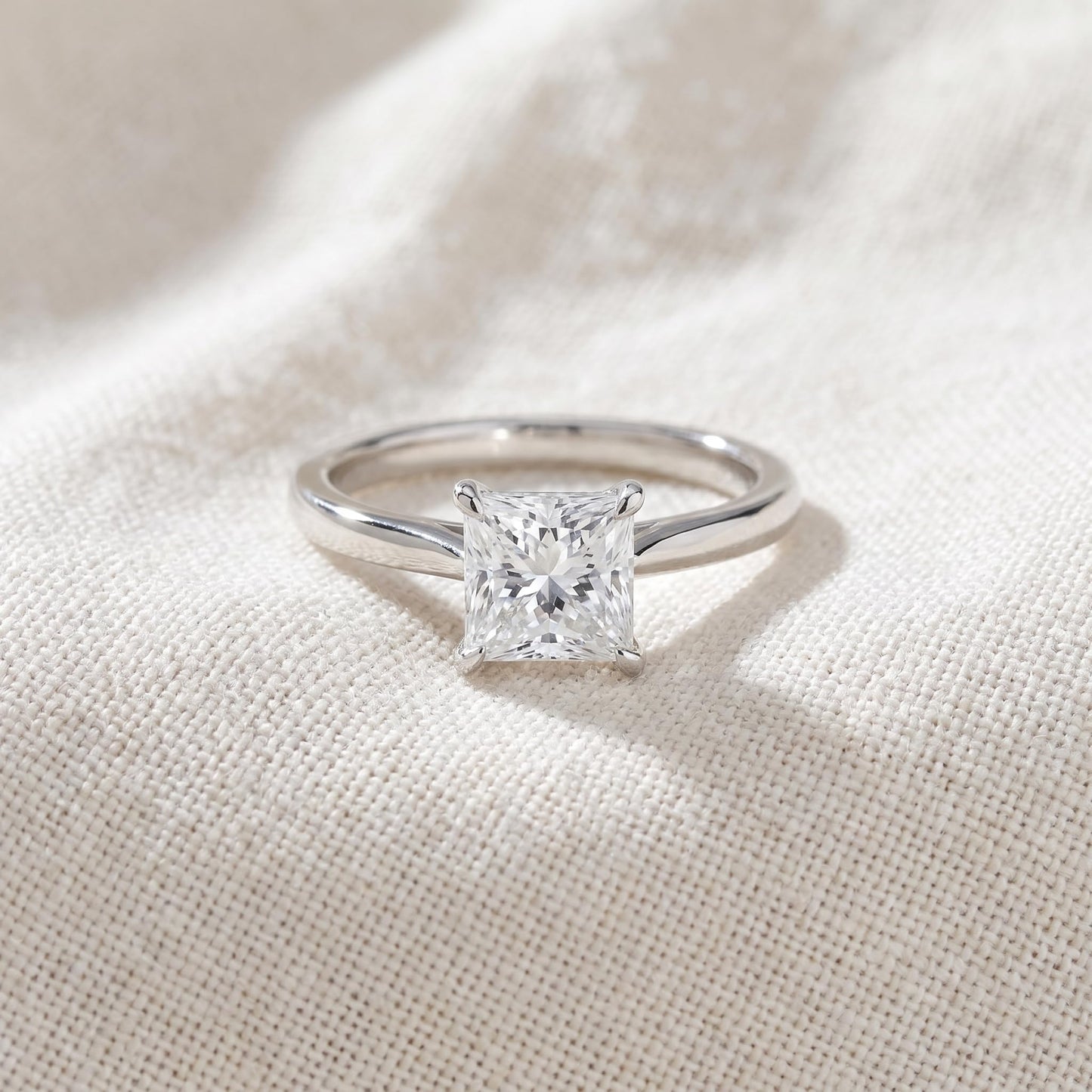 Pompeii Certified 2 1/2Ct Princess Cut Diamond Engagement Ring 14k White Gold Lab Grown - Size 8.5 (G/H,VS1)