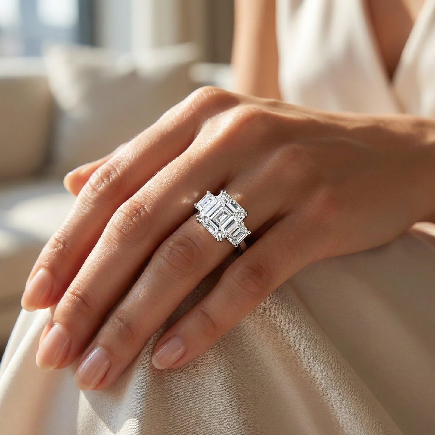 P3 POMPEII3 Pompeii Certified 6Ct Asscher Cut Diamond Engagement Ring 14k Gold Lab Grown - Size 5 (E/F,VS1-VS2)
