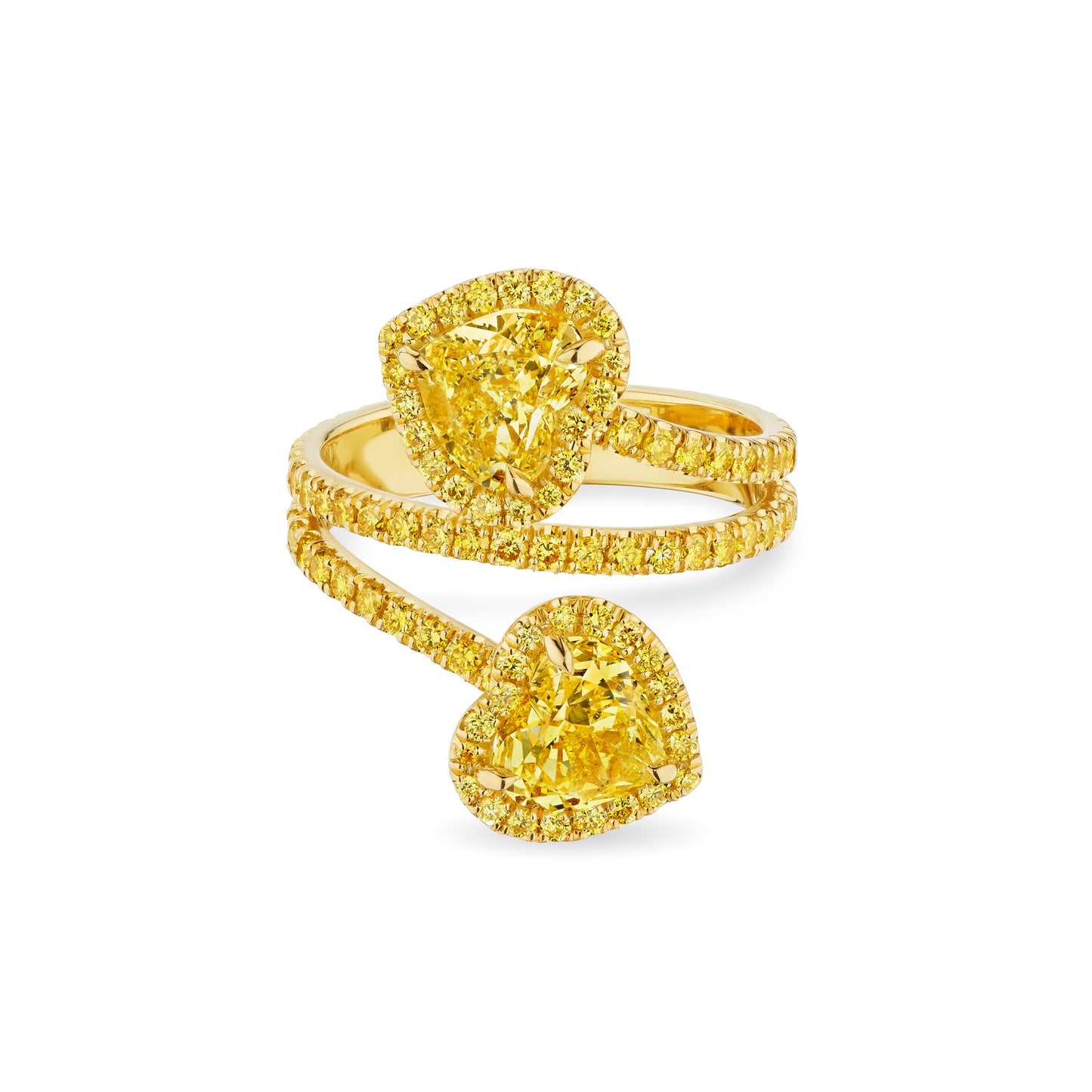 Leviev 2.92CT Vivid Yellow Heart Diamond Bypass Ring in 18K Yellow Gold