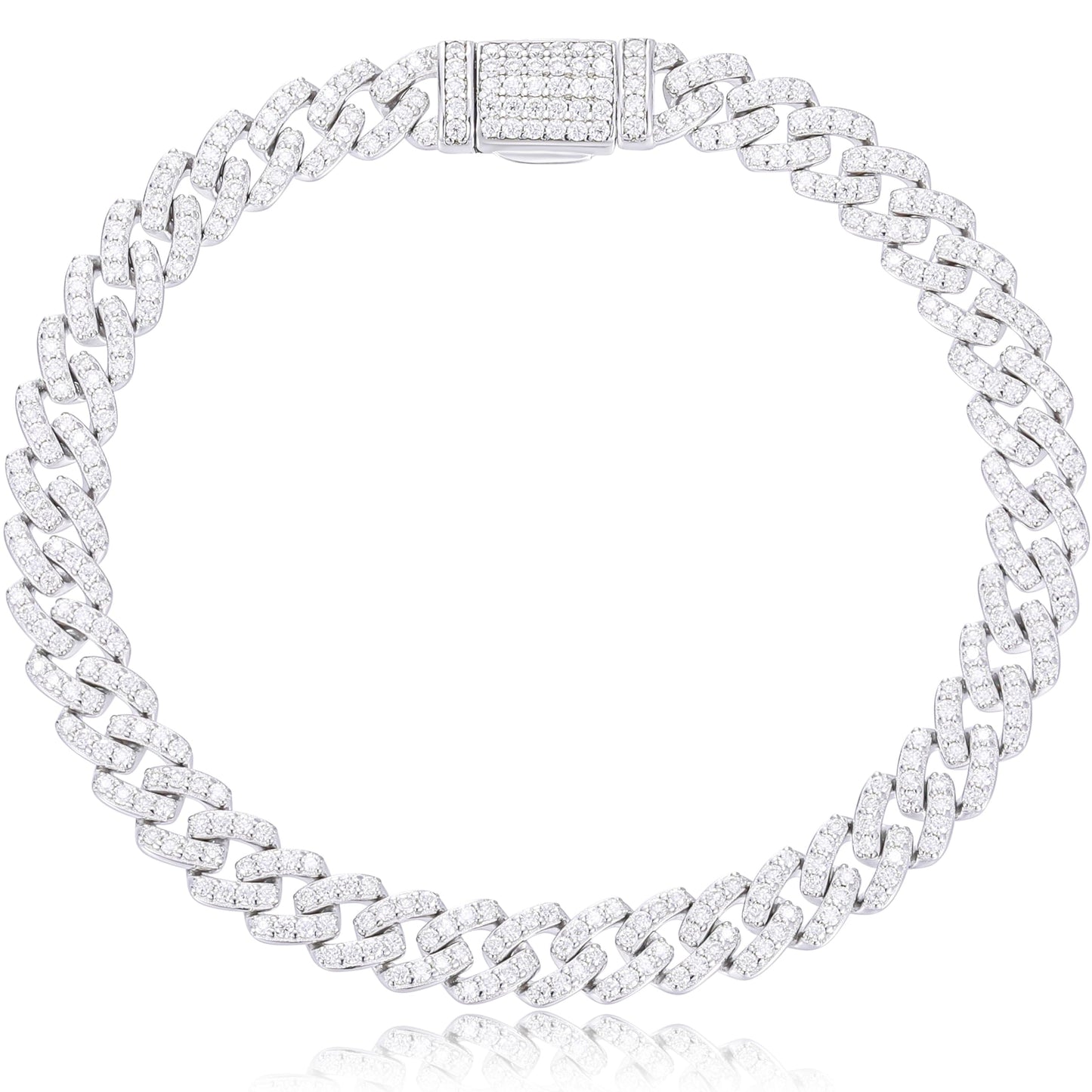 TUHE GRA Certified Moissanite Cuban Link Bracelet for Men (6mm)