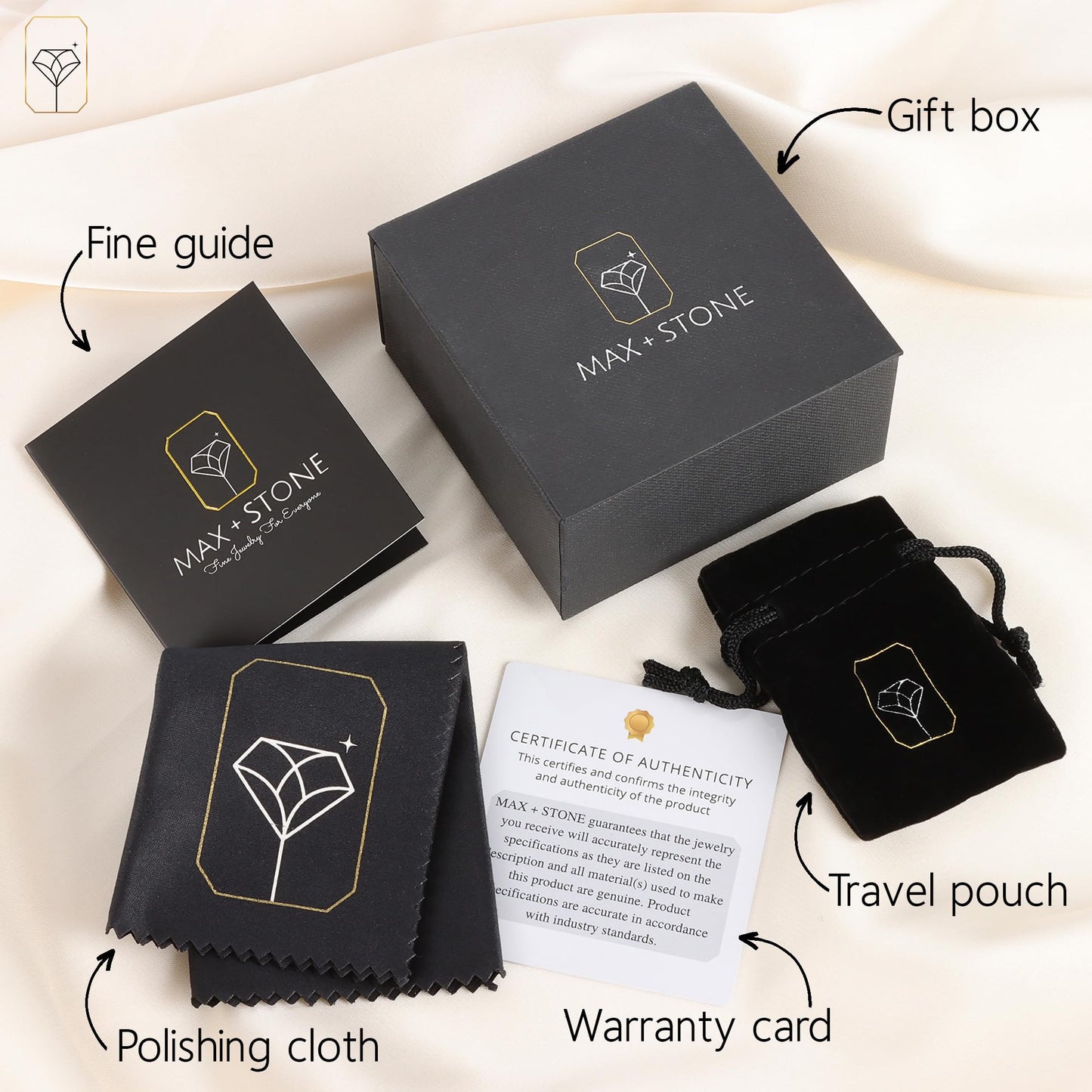 MAX + STONE 925 Sterling Silver Diamond Eternity Jewelry Set