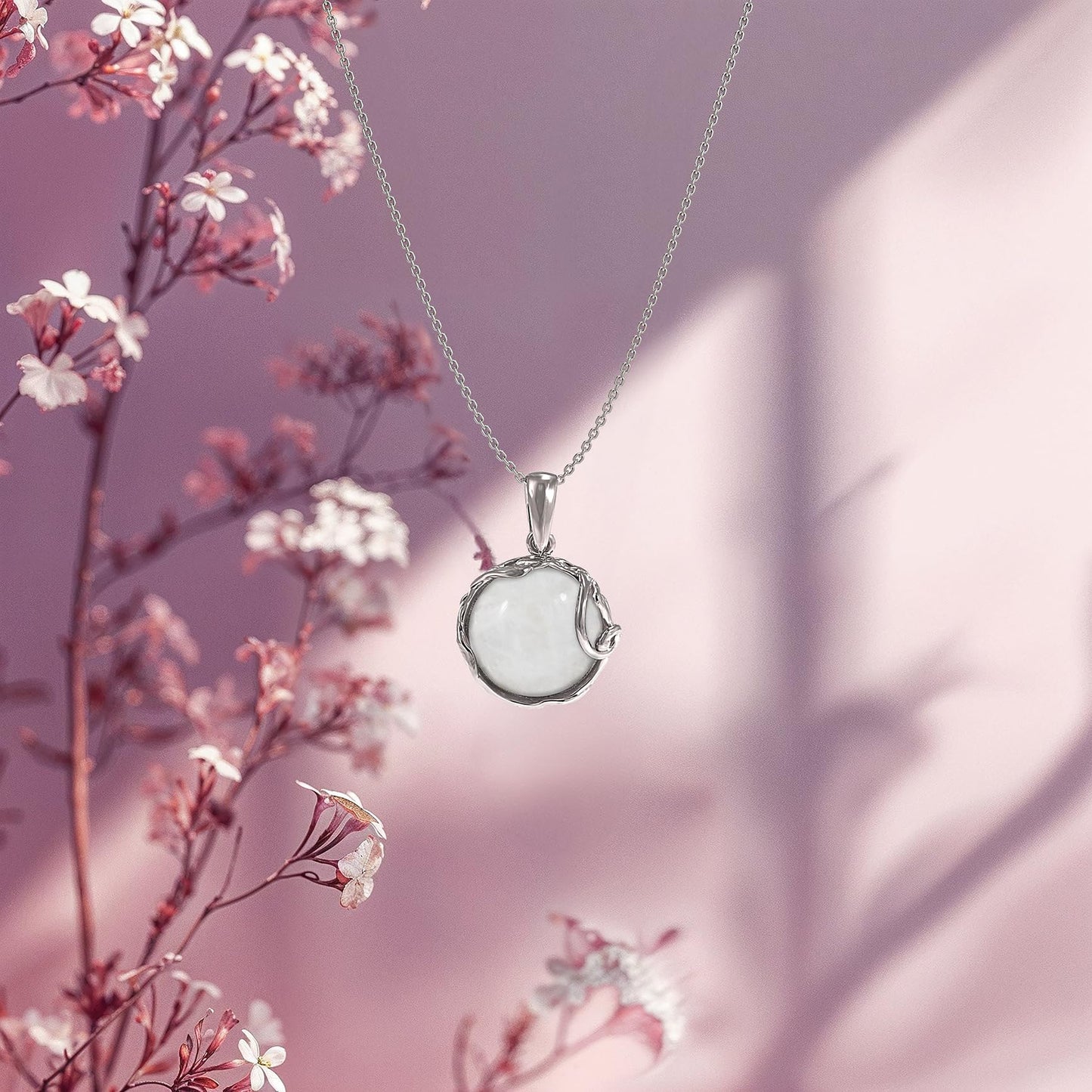 Natural Moonstone 925 Sterling Silver Pendant - Perfect Birthday Gift for Her