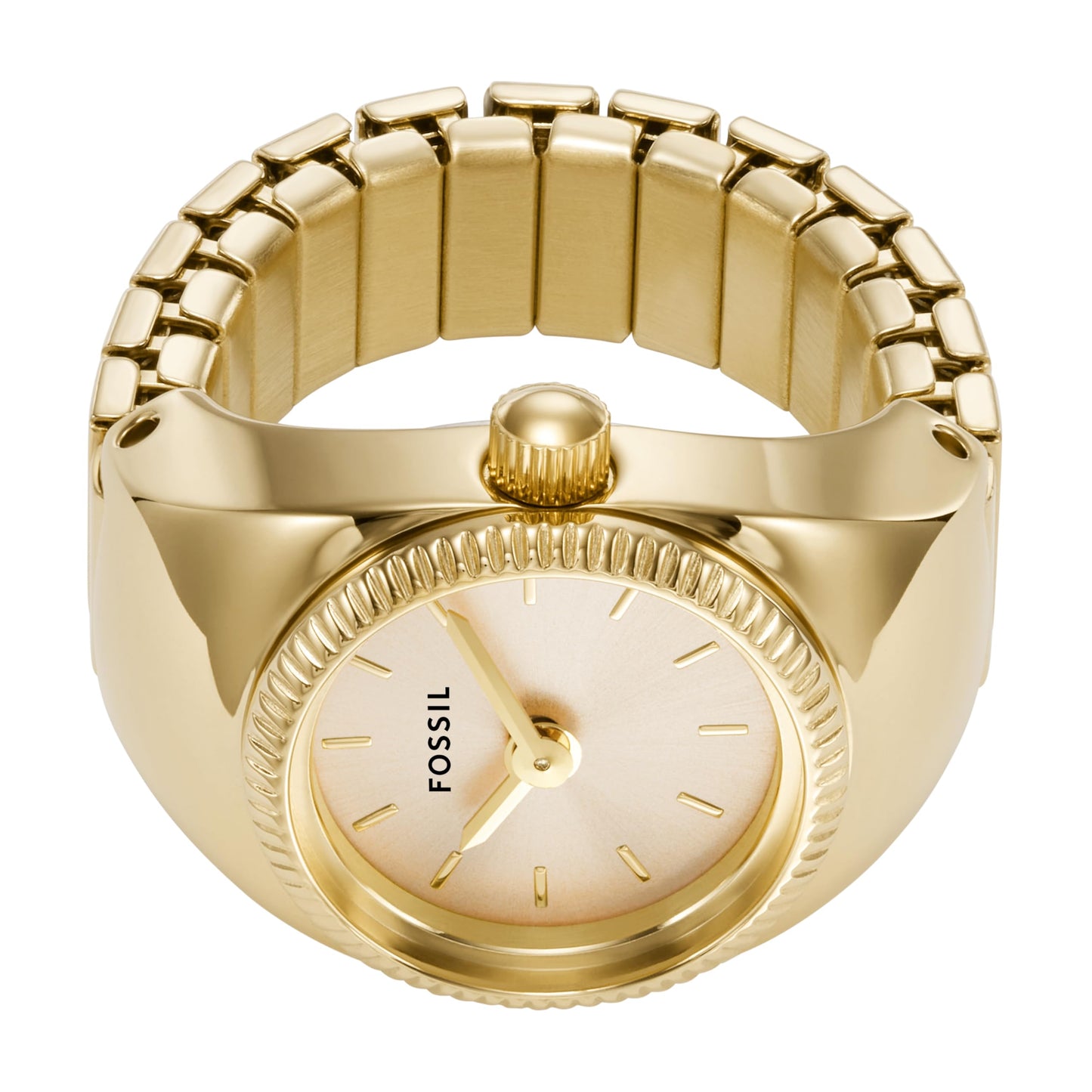 Fossil Women's Watch Ring, Quartz Stainless Steel Two-Hand Ring Watch for Women, Color: Gold
