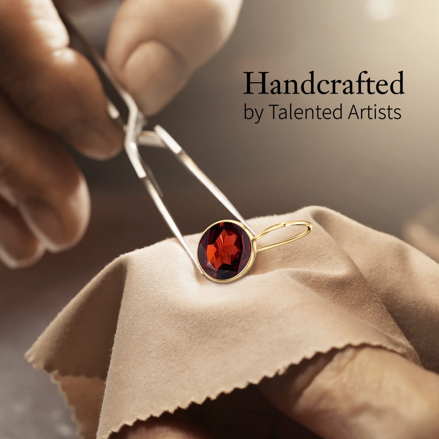 14K Solid Gold Garnet Dangle Earrings - Graduation Gift for Her