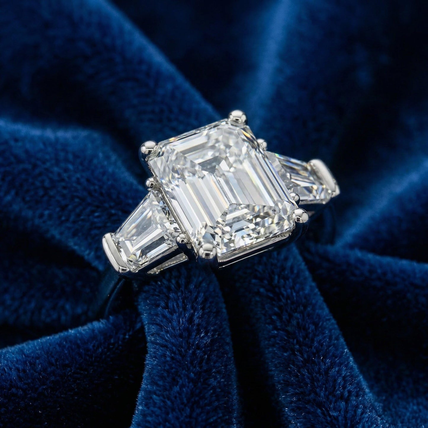 P3 POMPEII3 Pompeii Certified 4Ct Randi Emerald Diamond Engagement Ring 14k Gold or PT Lab Grown - Size 6.5 (E/F,VS1-VS2)