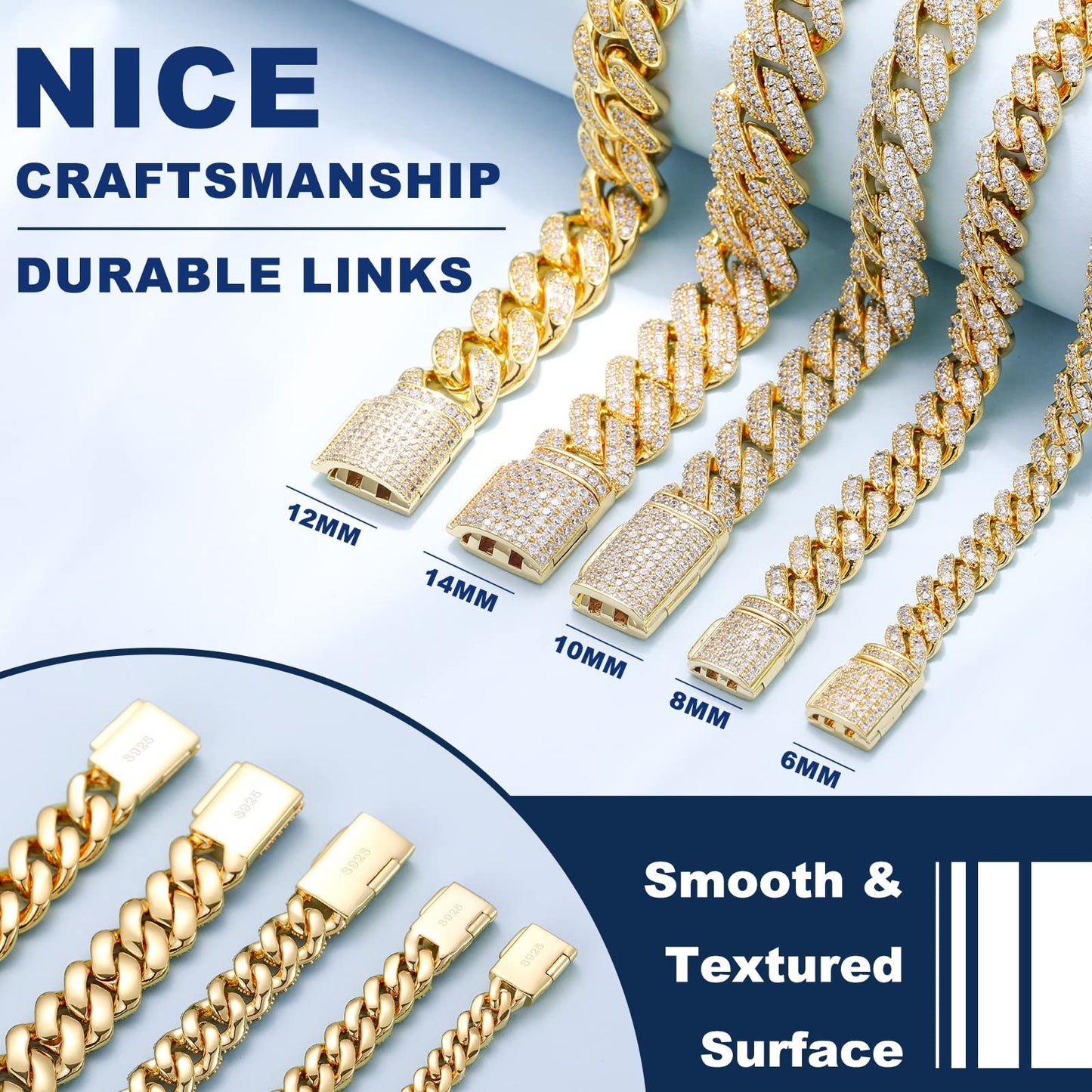 TUHE GRA Certified Moissanite Cuban Link Bracelet (6mm - 18K Gold)