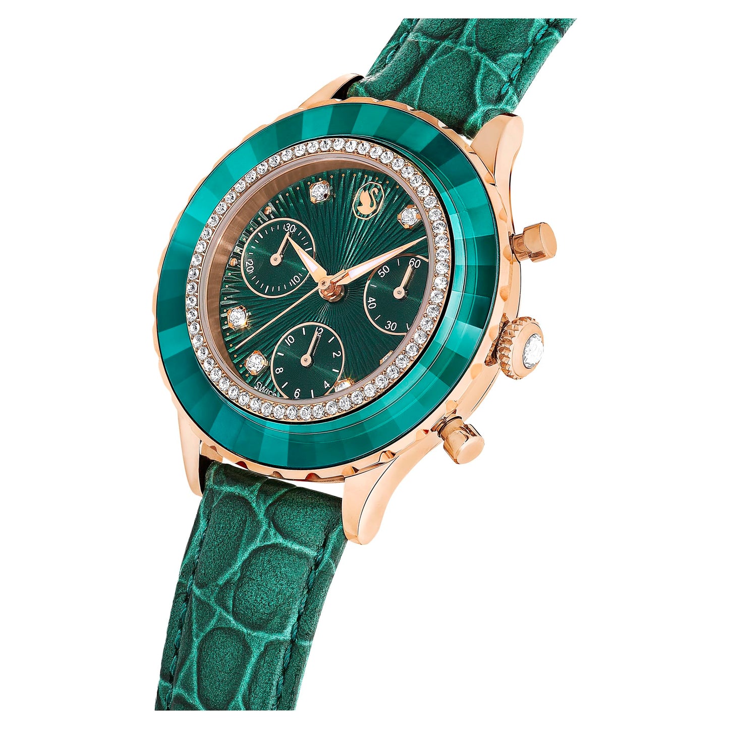Swarovski Octea Chrono Green Swiss-Made Leather Watch