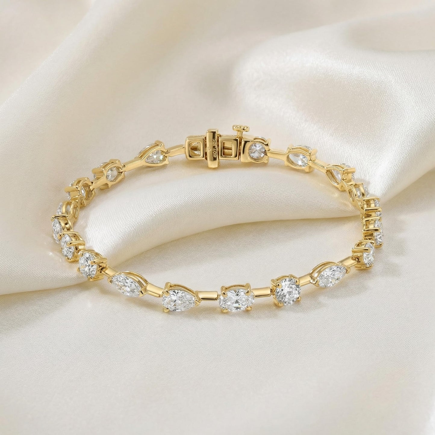 Pompeii 8Ct Mixed Cut Diamond Tennis Bracelet 7" 14k Yellow Gold Lab Grown - Size Medium (EF,VS)
