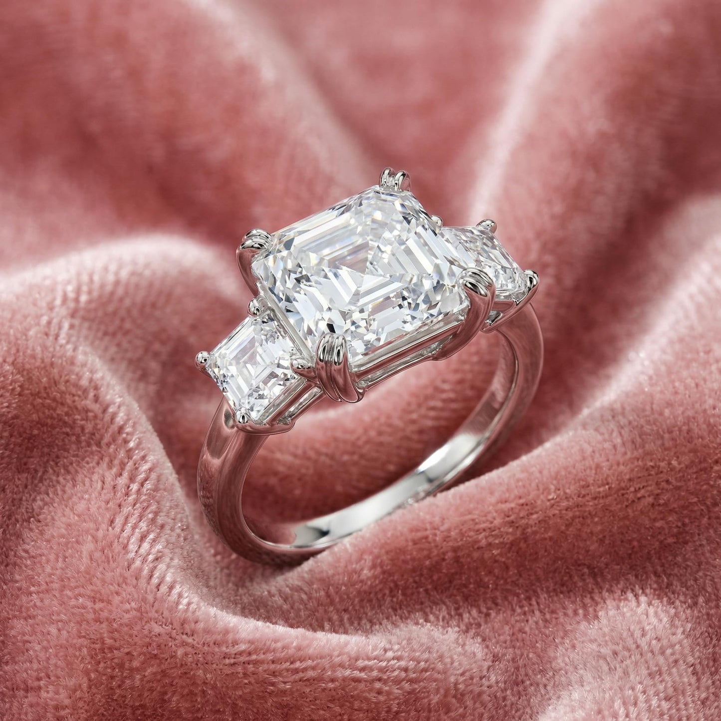 P3 POMPEII3 Pompeii Certified 6Ct Asscher Cut Diamond Engagement Ring 14k Gold Lab Grown - Size 5 (E/F,VS1-VS2)