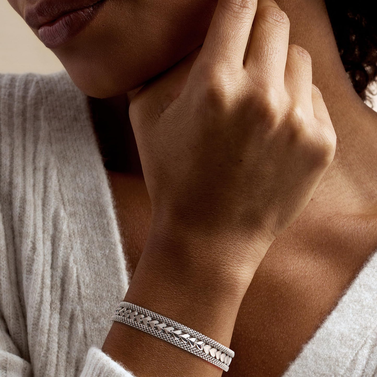Ross Simons Italian Sterling Silver Heart Motif Bracelet