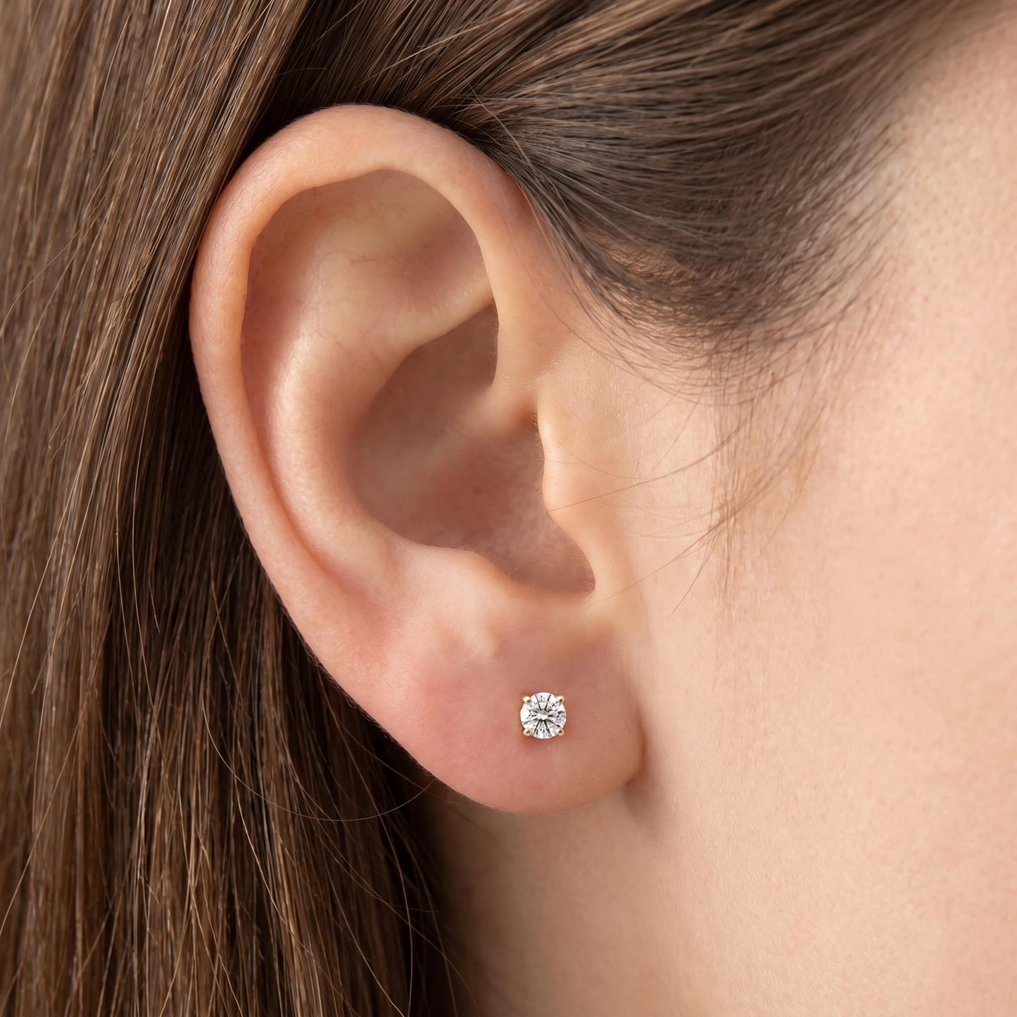 Pompeii 1/2Ct Round Brilliant Cut Diamond Stud Earrings in 14K Gold Classic